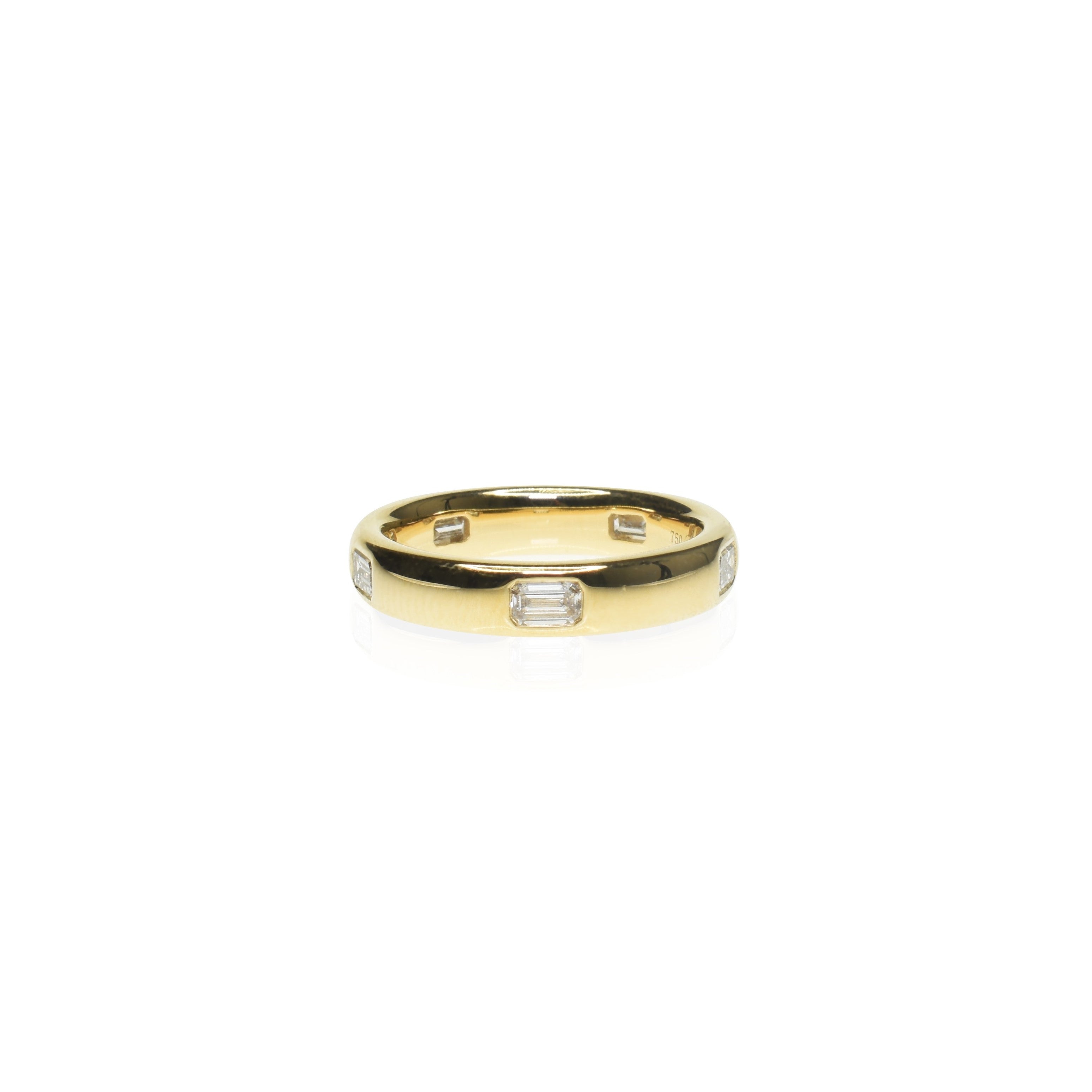Lab Grown Diamond Ring with Embedded Emerald Cuts