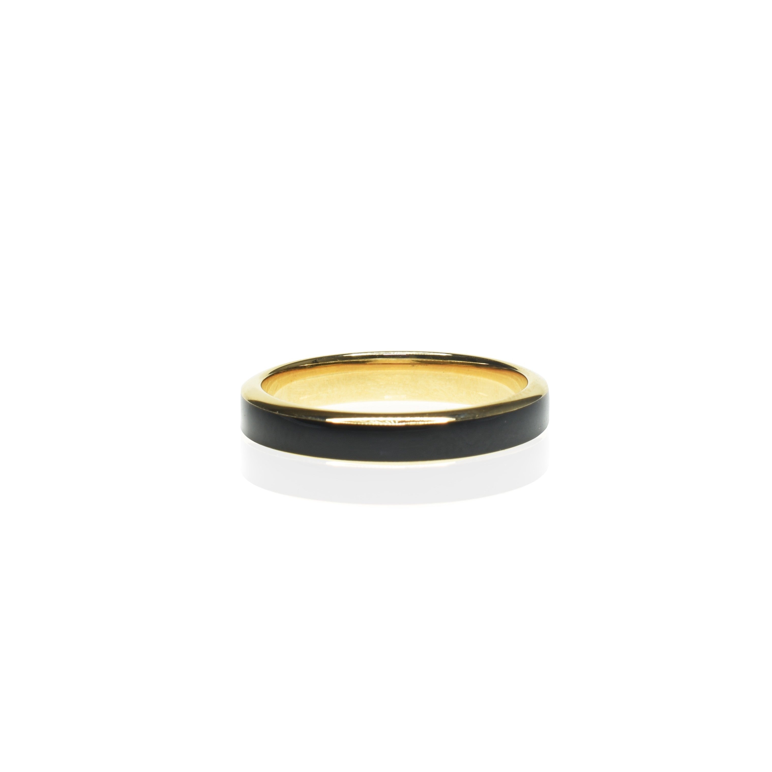 Mens Band with Black Enamel 3.5mm Wide