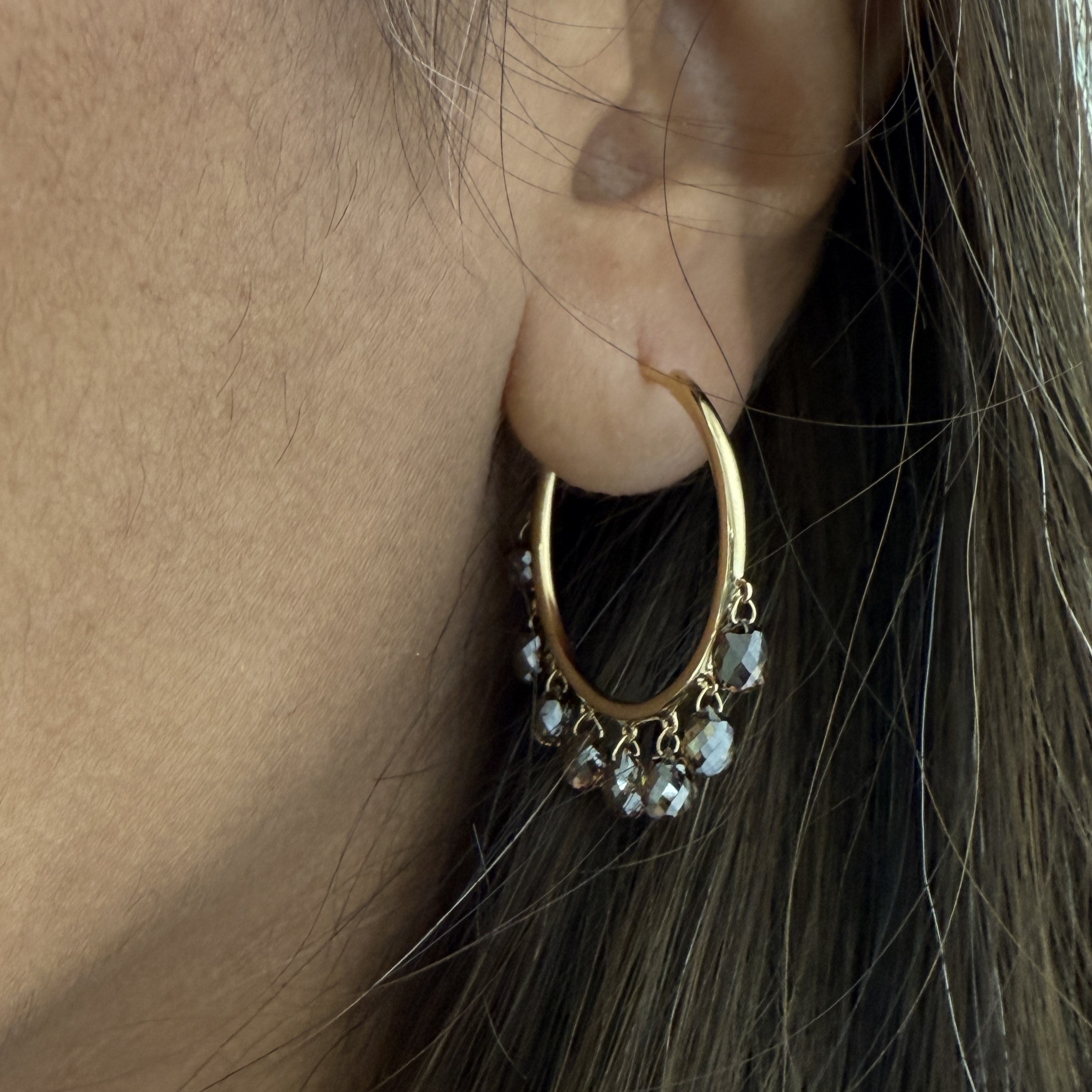 Dangling Briolette Hoop Earrings