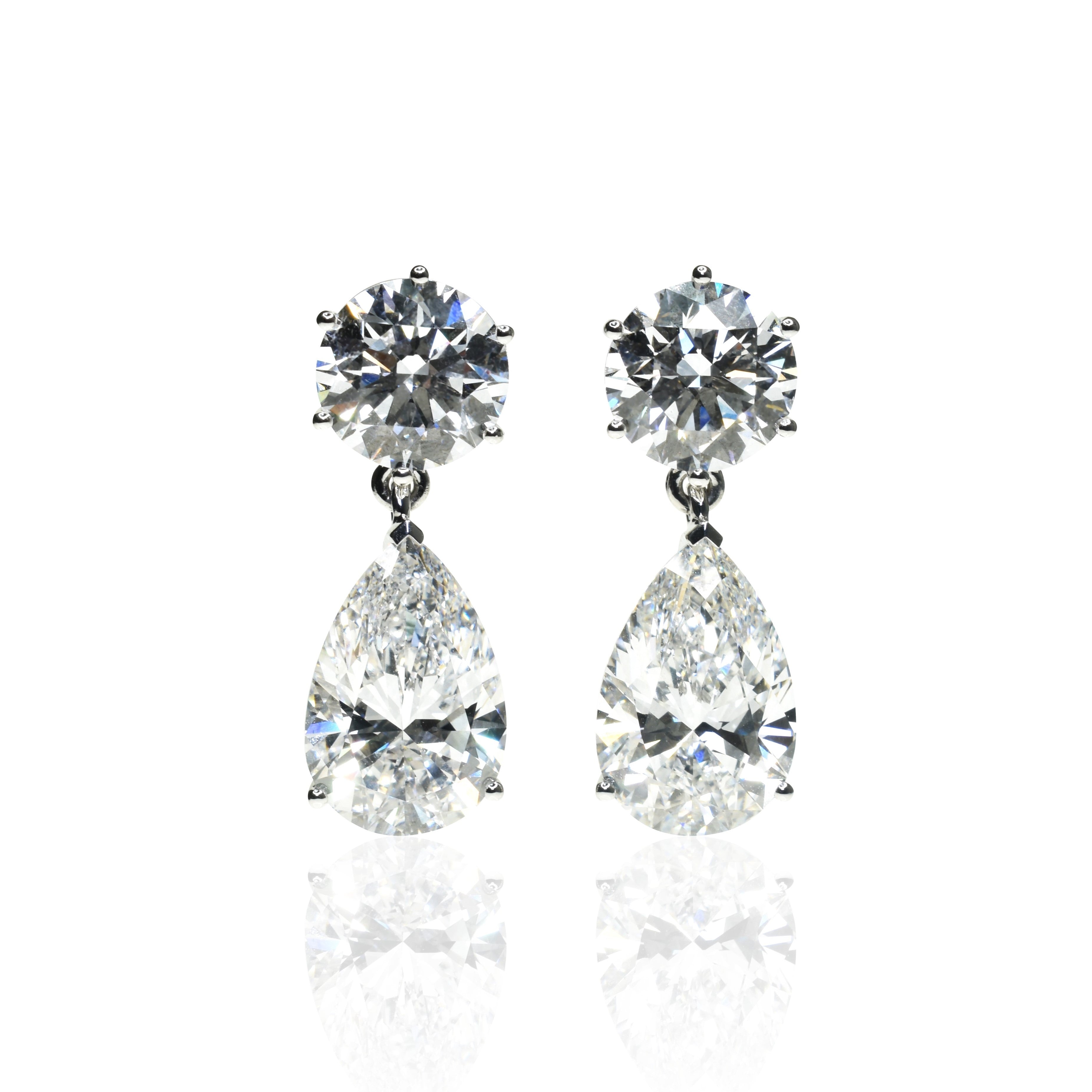16ct Lab Grown Diamond Round and Pear Shaped Dress Earrings