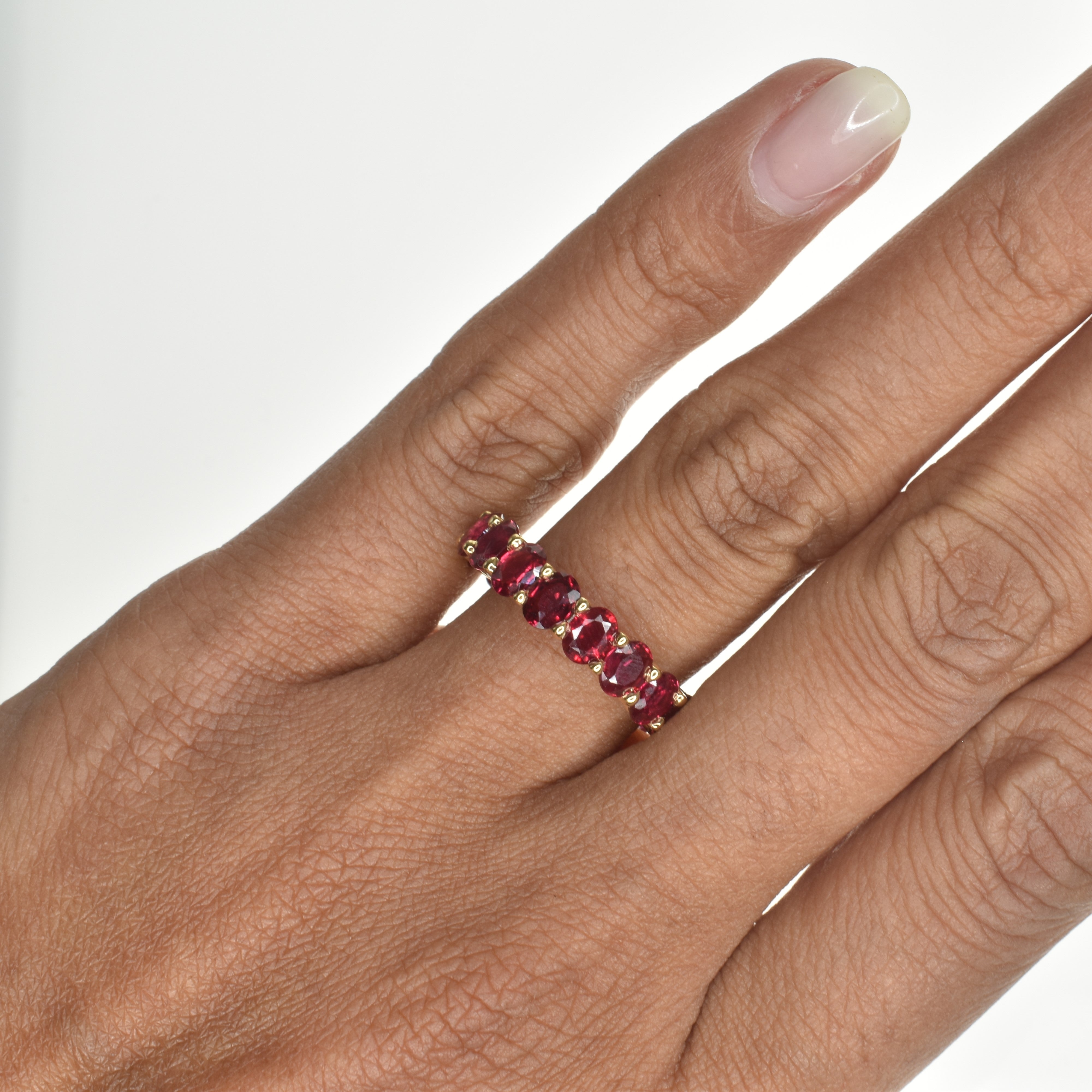 Oval Shaped Ruby Eternity Band