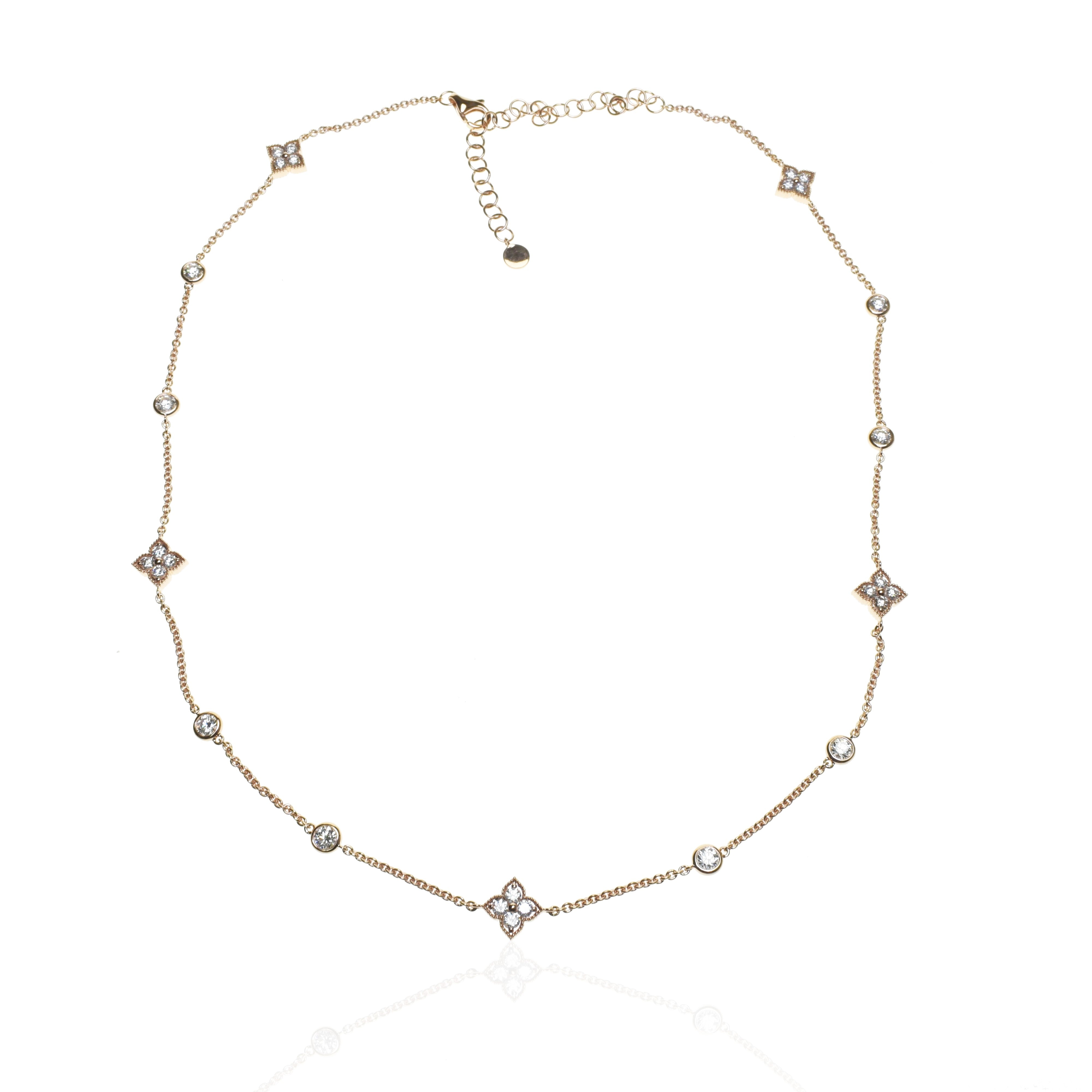 Diamonds Clovers Chain Necklace Short