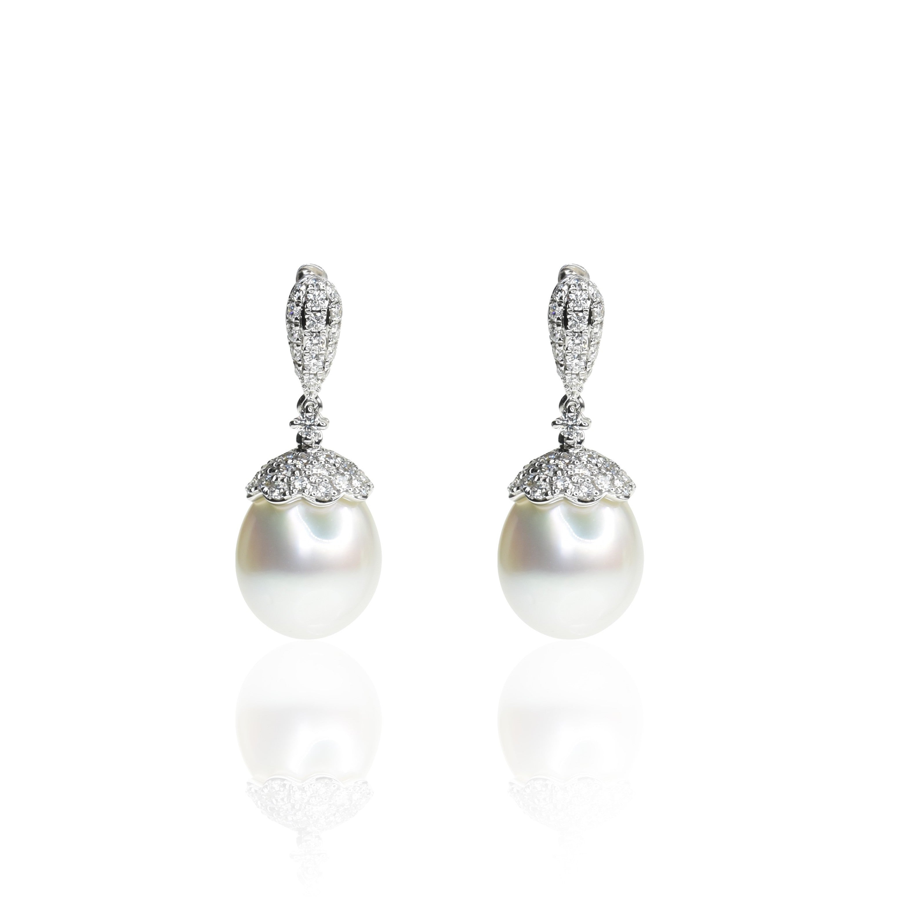 South Sea Pearl Drop Diamond Earrings