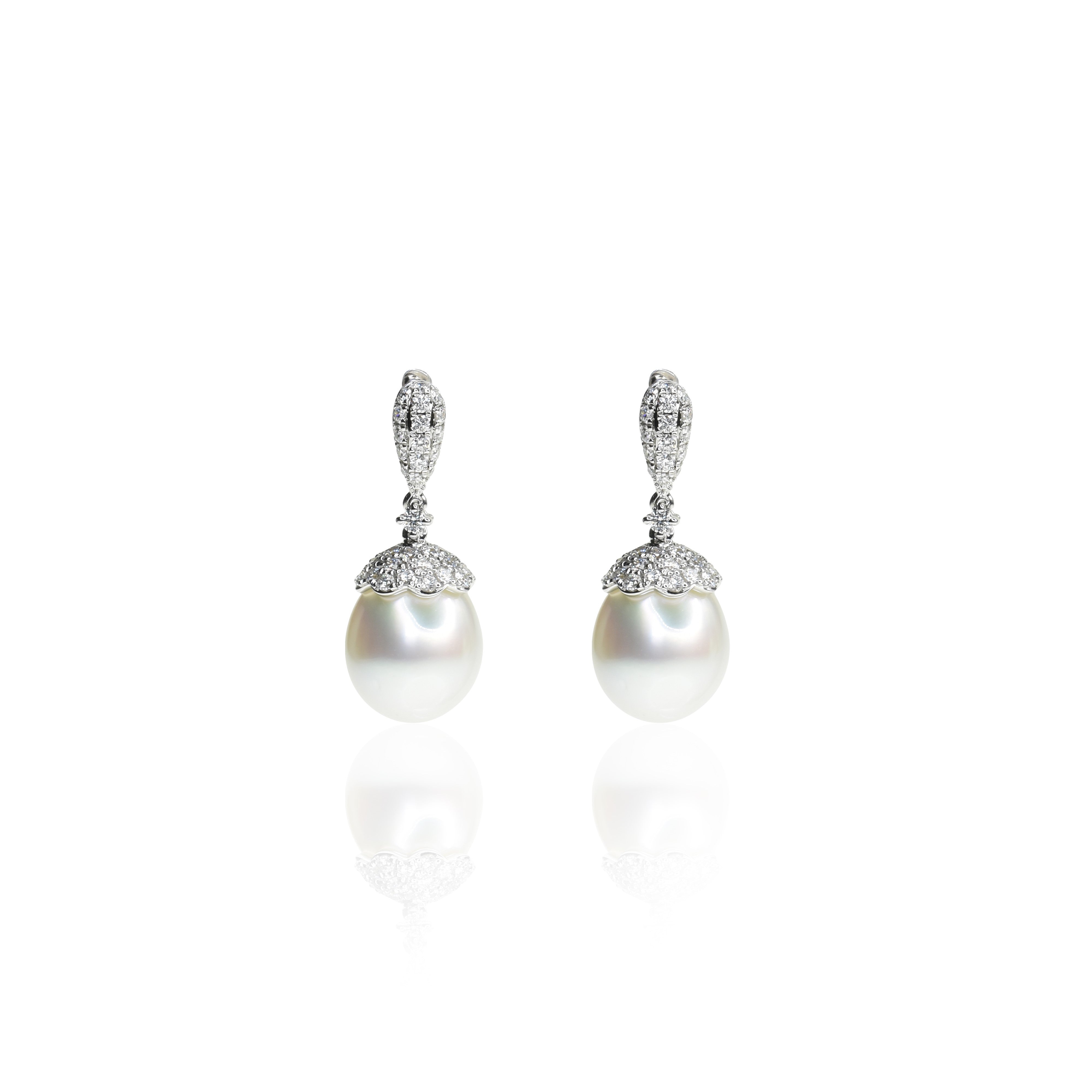 South Sea Pearl Drop Diamond Earrings