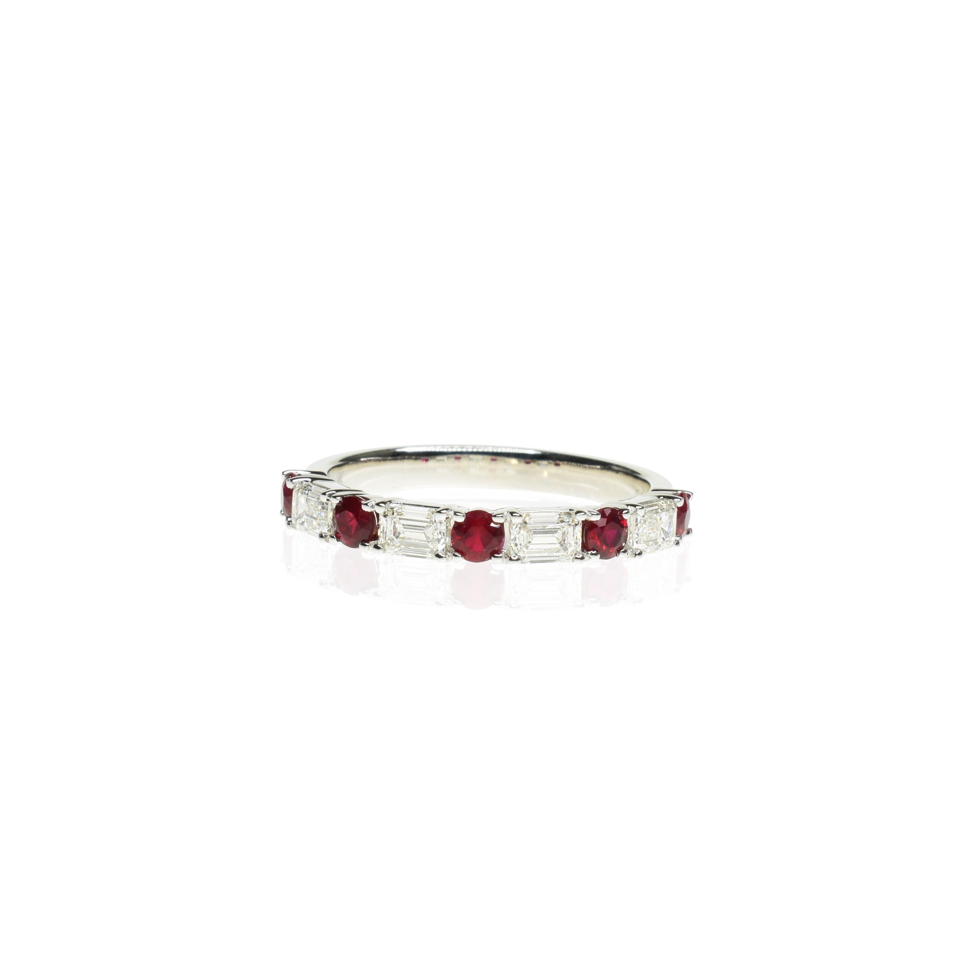 Diamond and Ruby Half Eternity Band