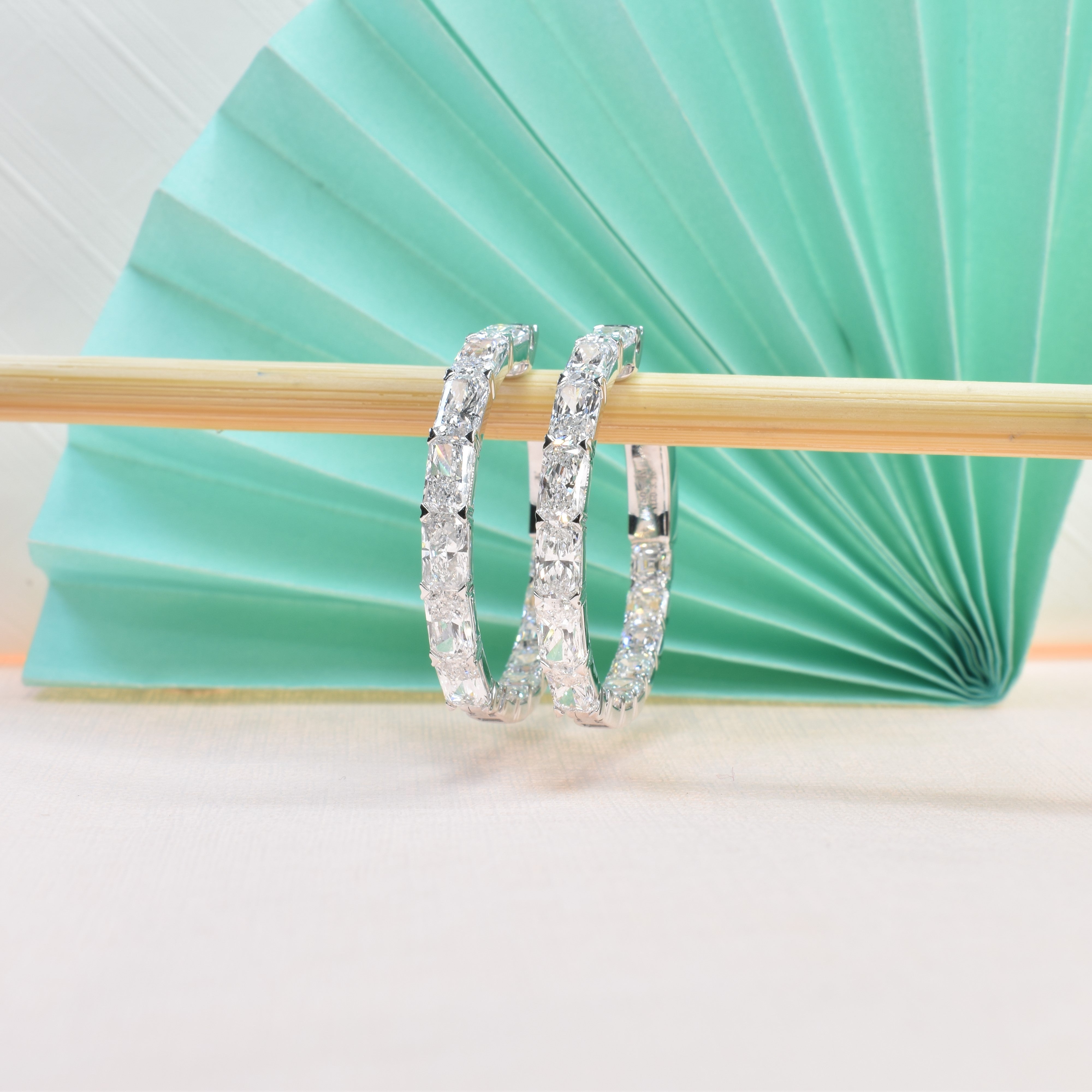 Radiant and Asscher Cut Lab Grown Diamond Hoops