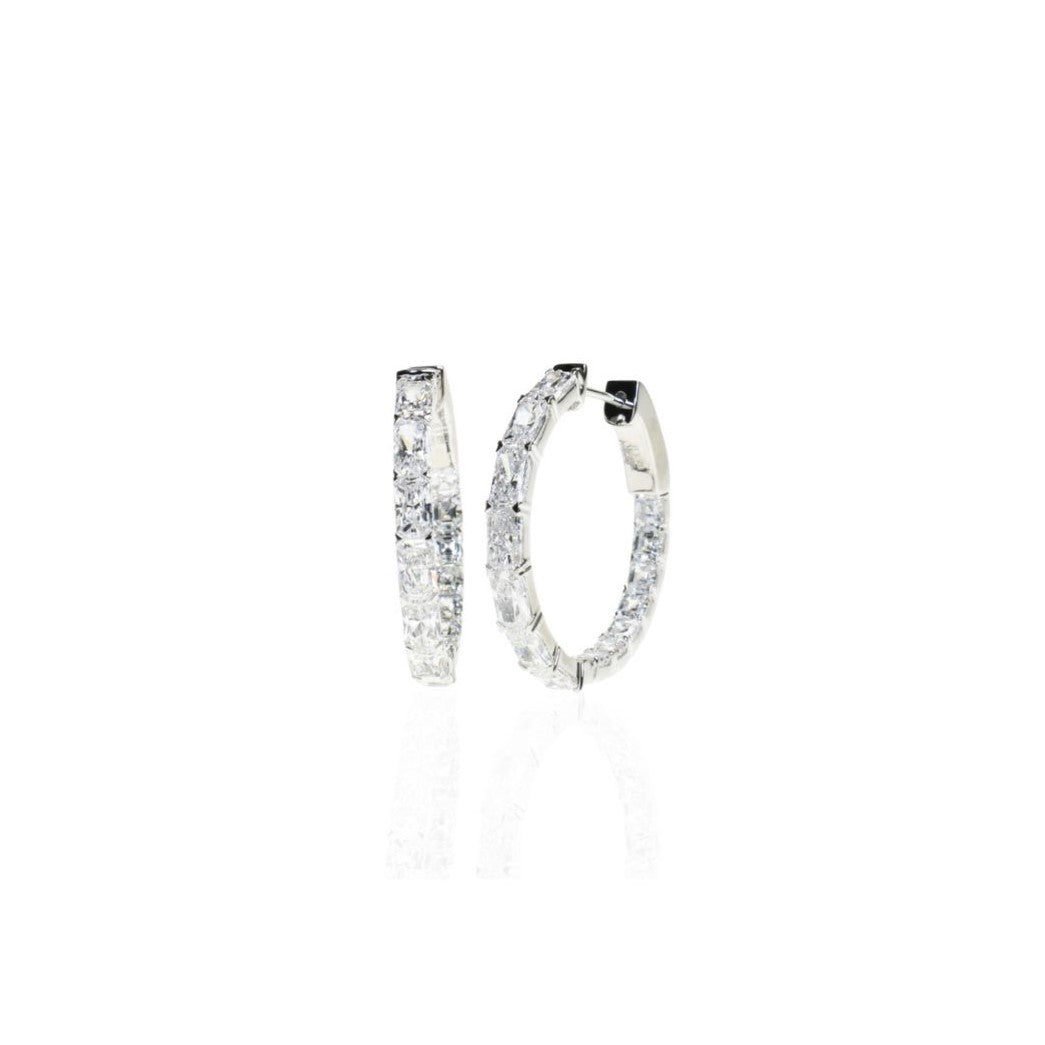 Radiant and Asscher Cut Lab Grown Diamond Hoops
