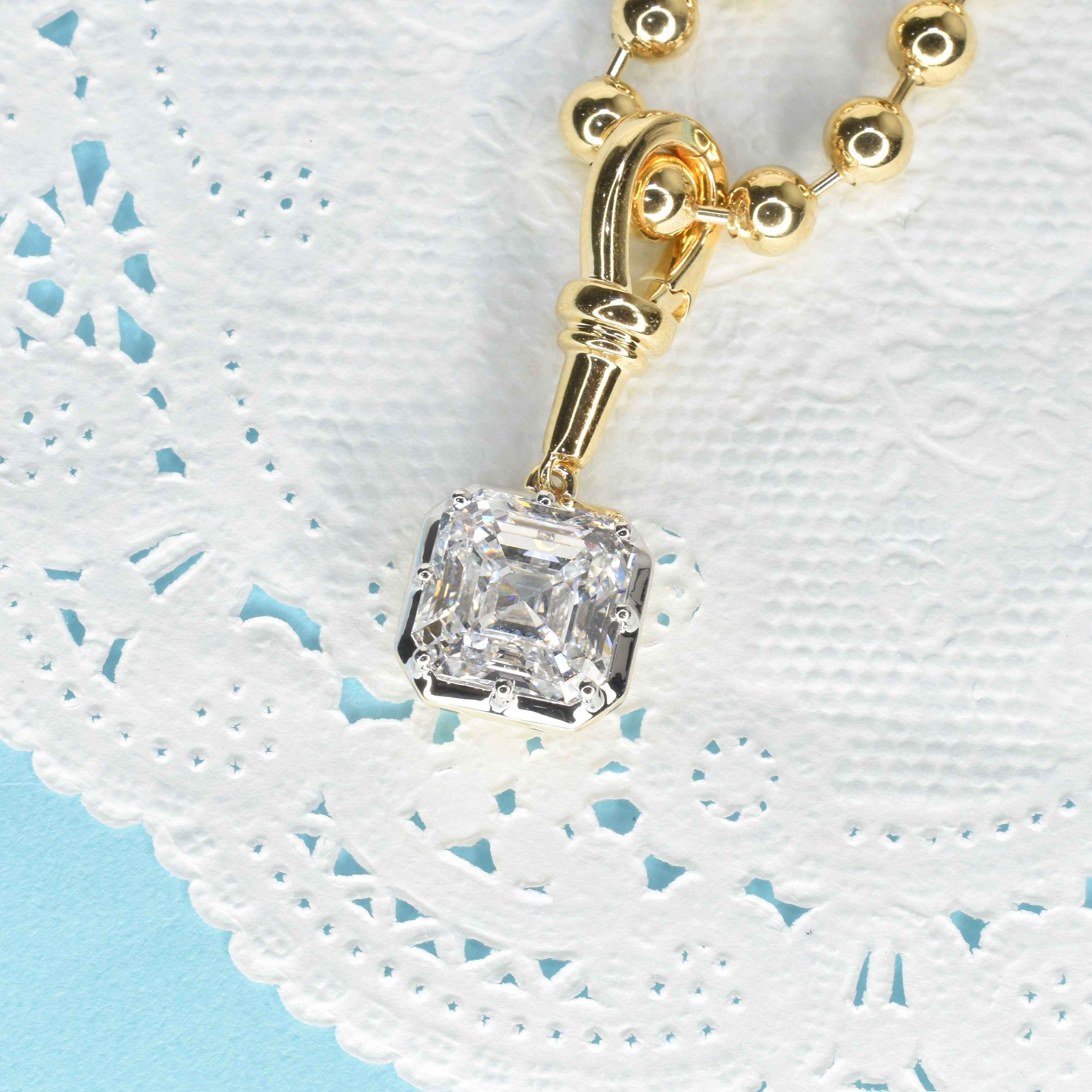 Lab Grown Diamond Pendant with Hanging 3.24ct Asscher Cut