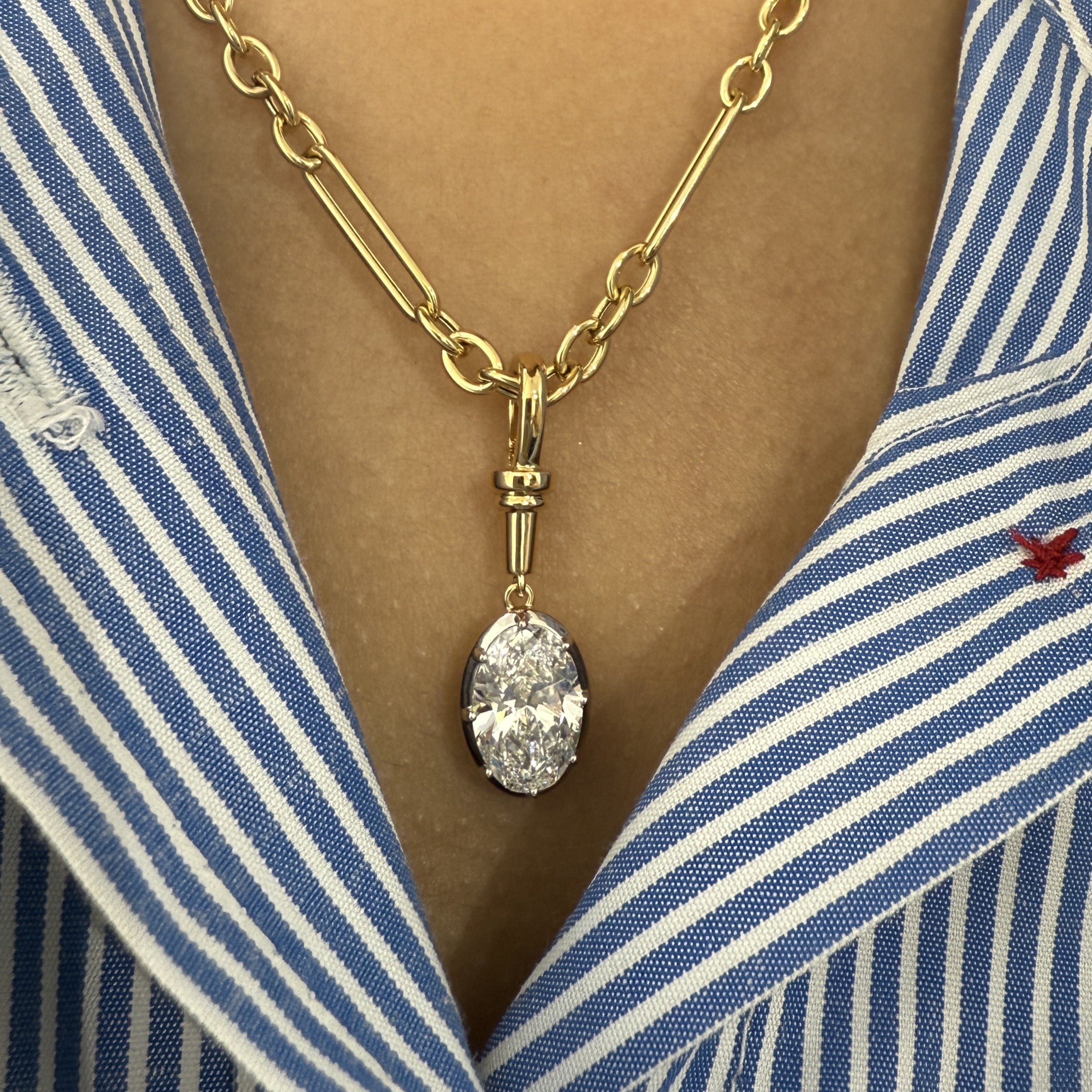 Lab Grown Diamond Pendant with Hanging 2.50ct Oval Shape