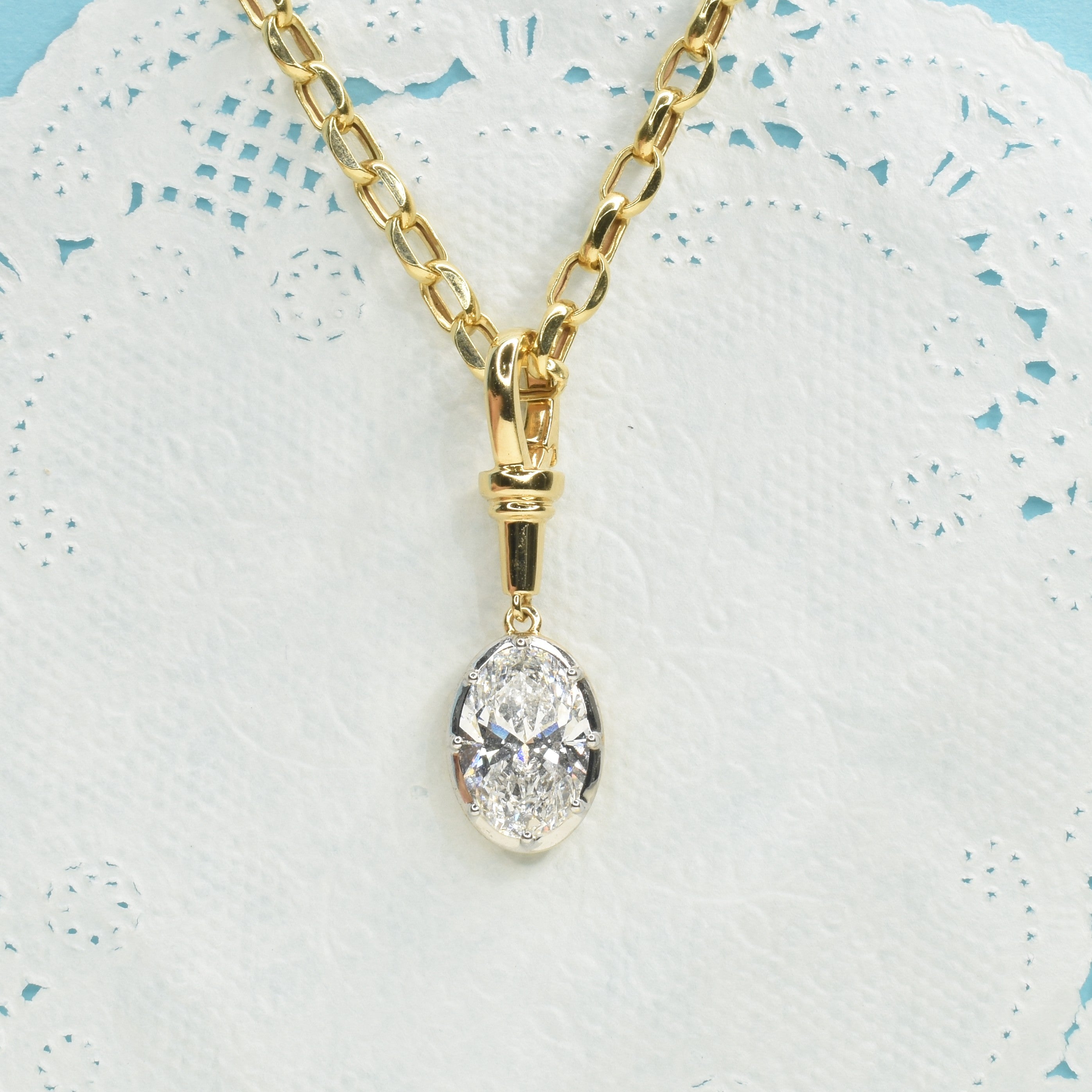 Lab Grown Diamond Pendant with Hanging 2.50ct Oval Shape