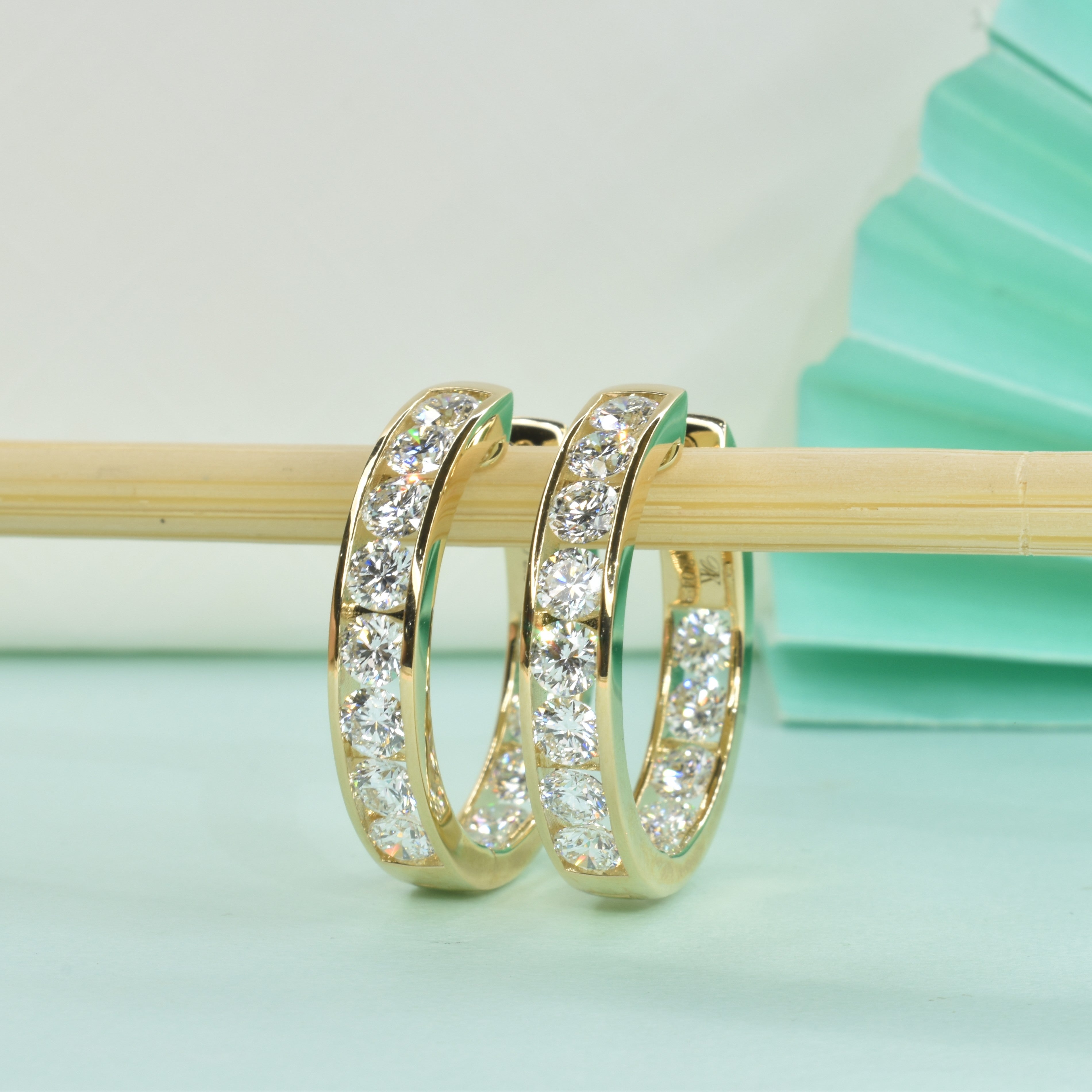 Lab Grown Diamond Hoops with Channel Set Round Diamonds