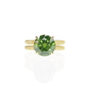Demantoid Garnet and Fancy Yellow Diamond Ring