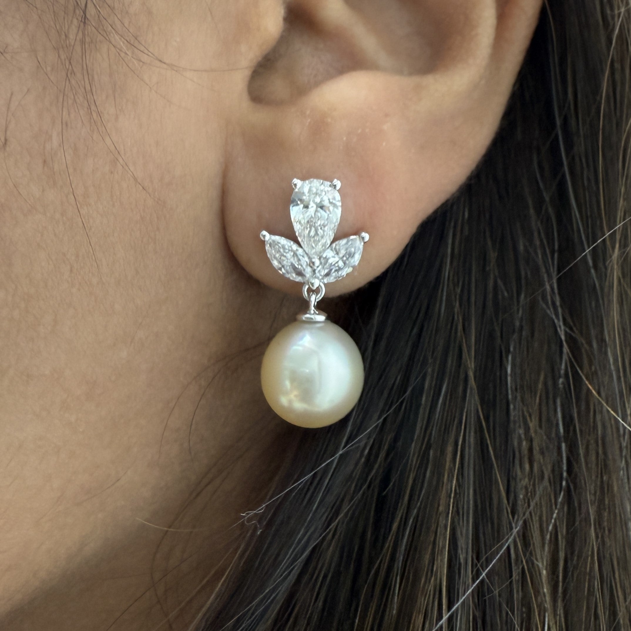 South Sea Pearl with Lab Grown Diamond Earrings