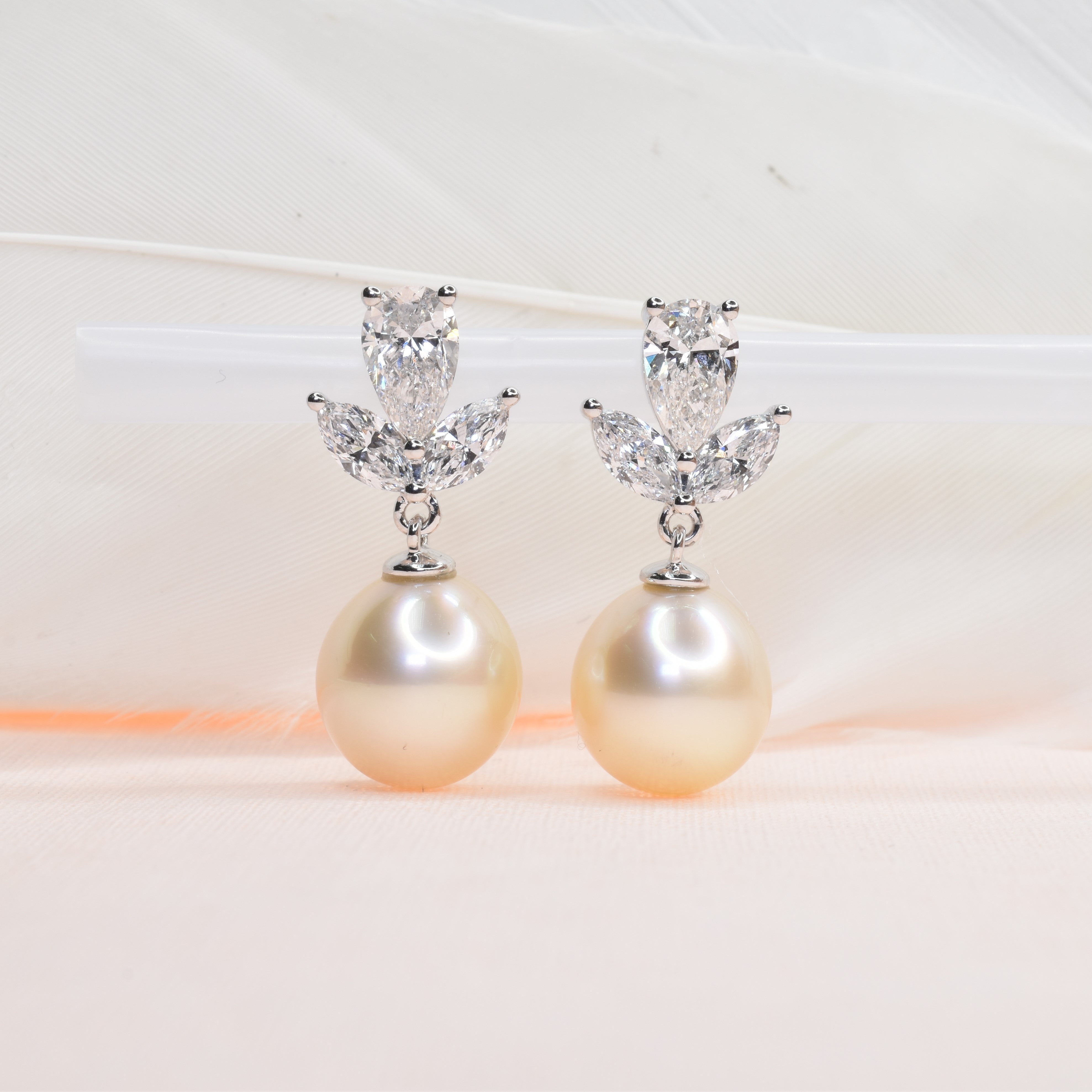 South Sea Pearl with Lab Grown Diamond Earrings