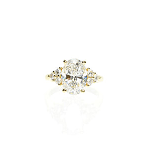 3ct Oval Cut Engagement Ring with Round Diamond Cluster
