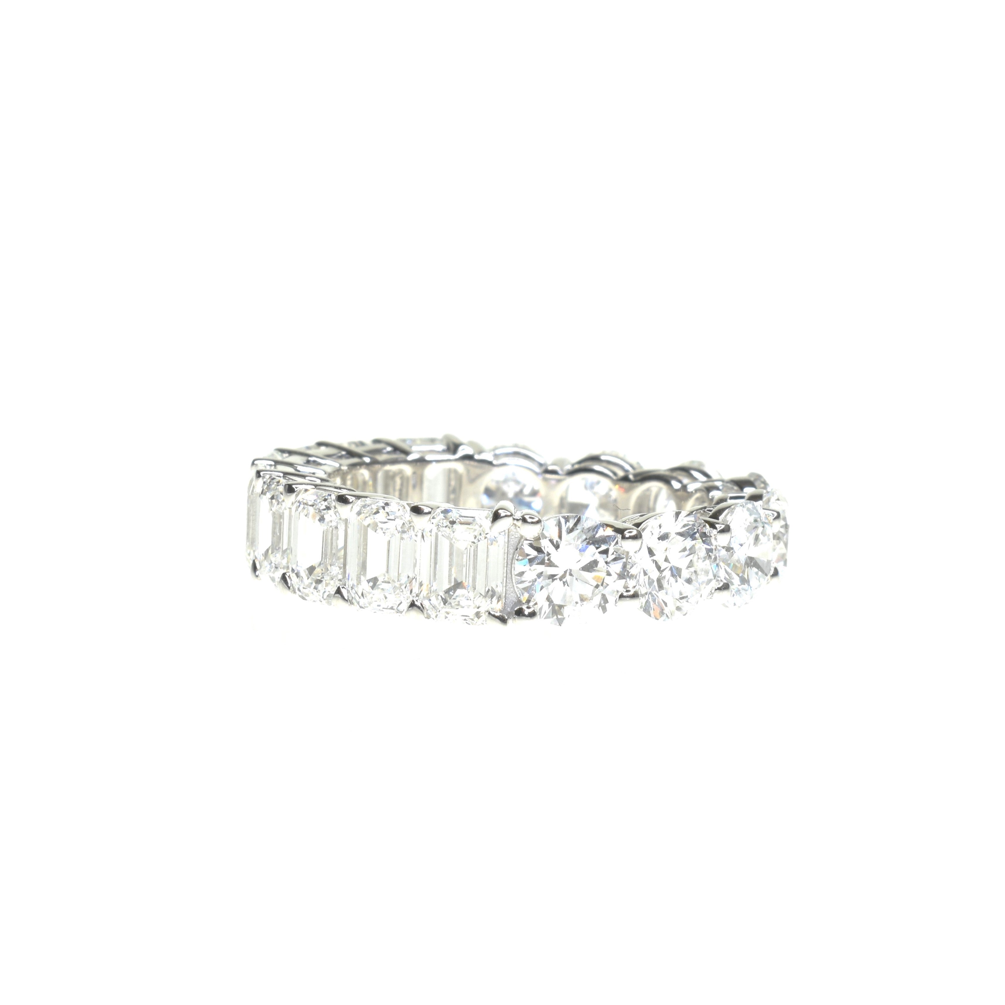 Round & Emerald cut Lab Grown Diamond Half & Half Eternity Ring