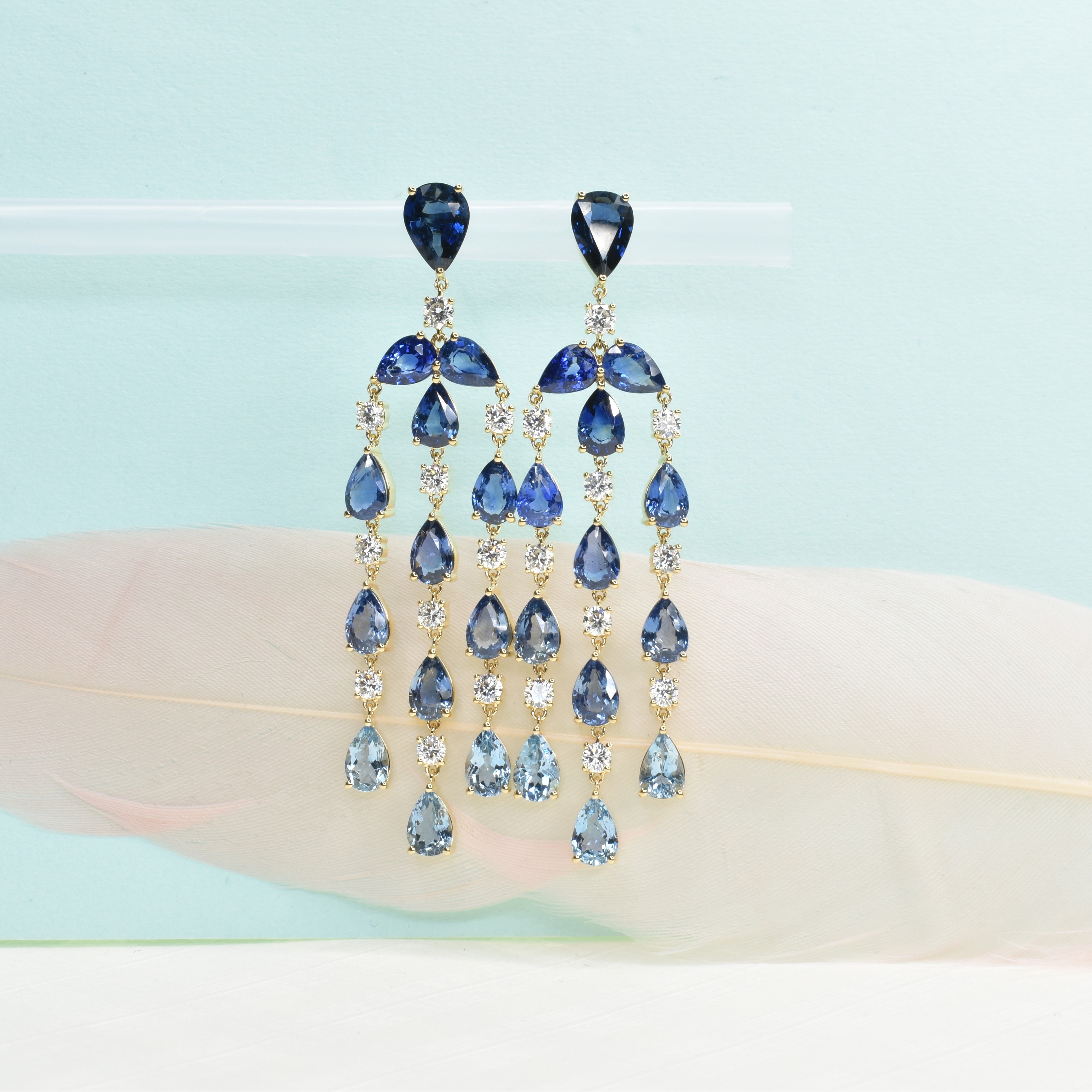 Dangling Blue Sapphire Dress Earrings