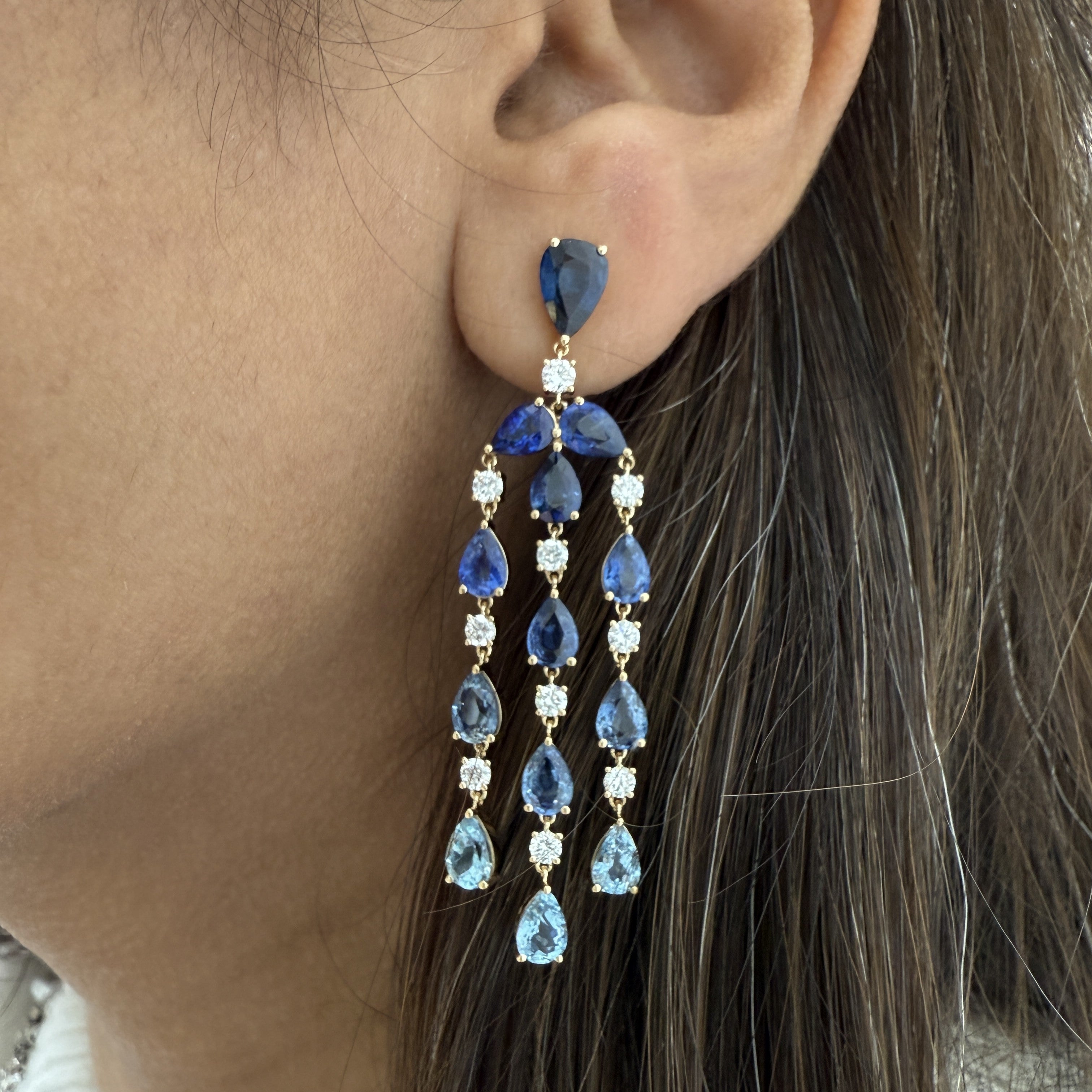 Dangling Blue Sapphire Dress Earrings