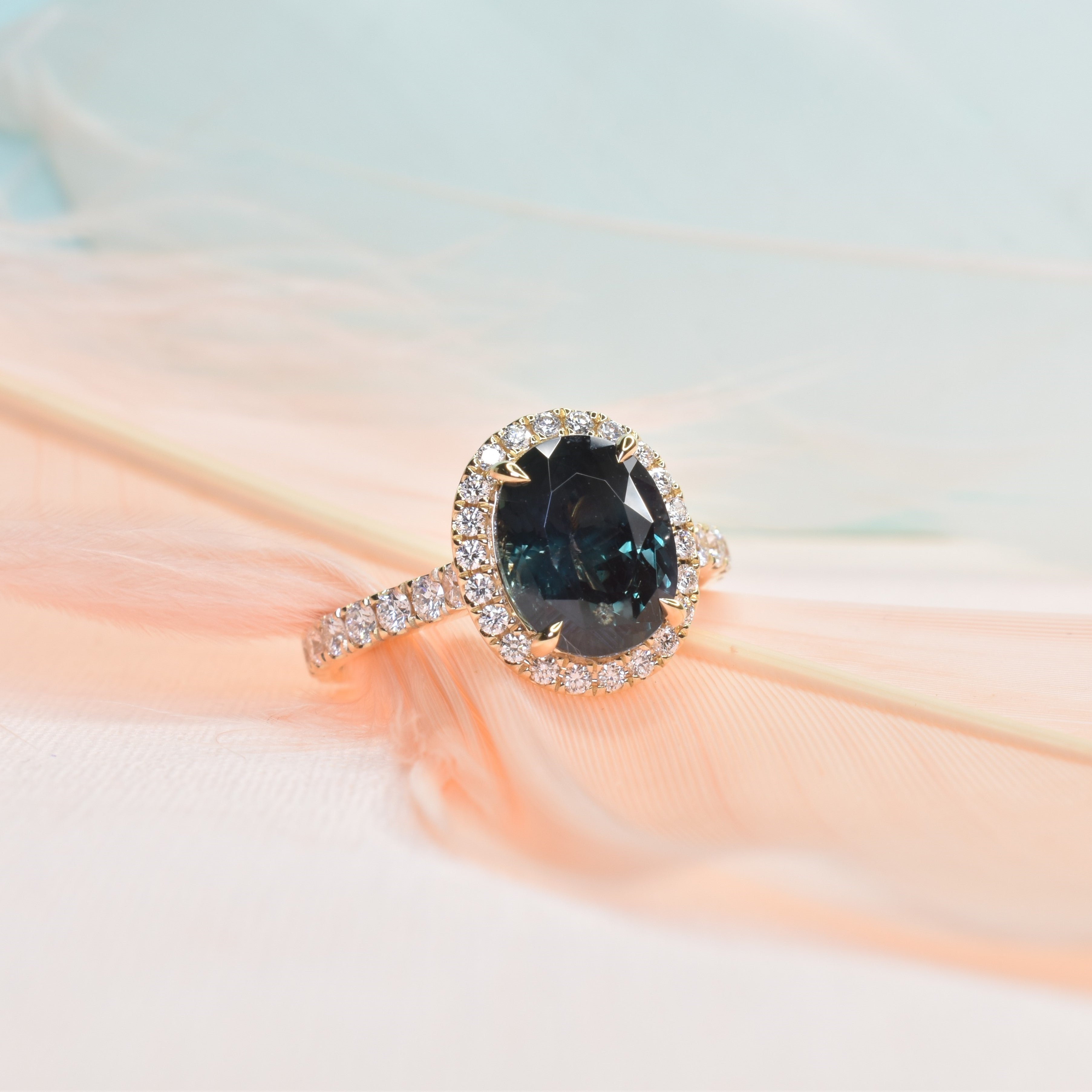 Blue Alexandrite Engagement Ring