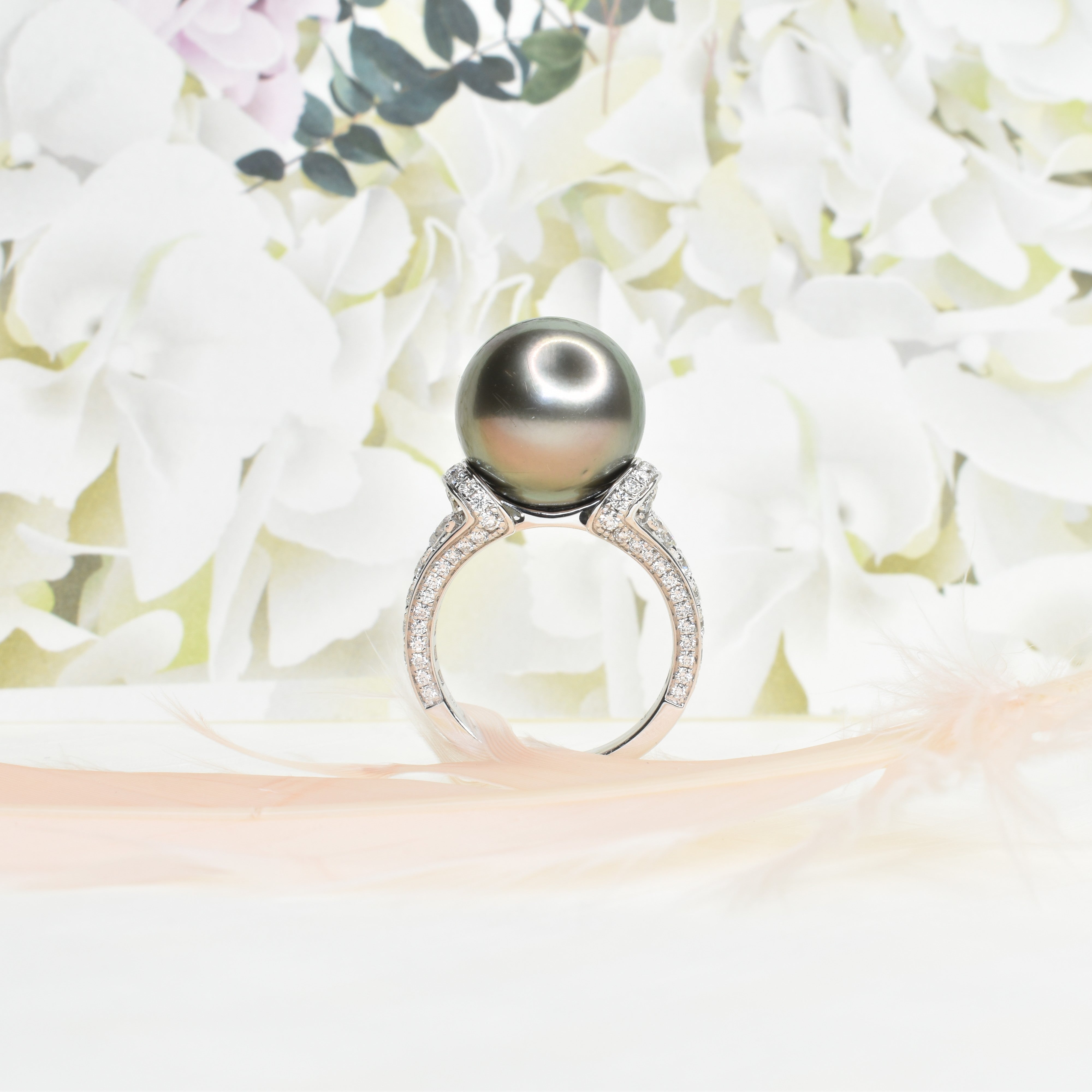 Black Tahitian South Sea Pearl Ring