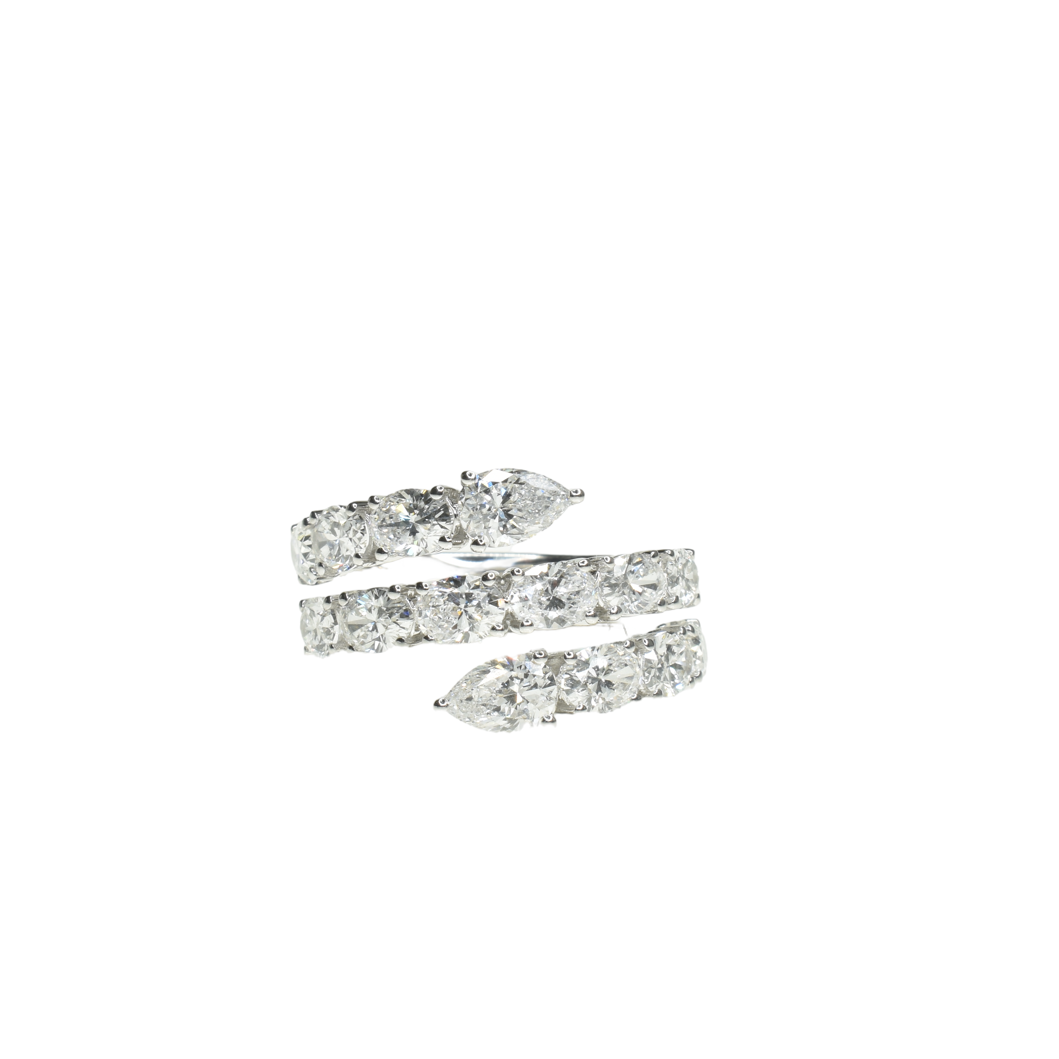 Lab Grown Coiled Cocktail Ring With Pear and Oval Diamonds