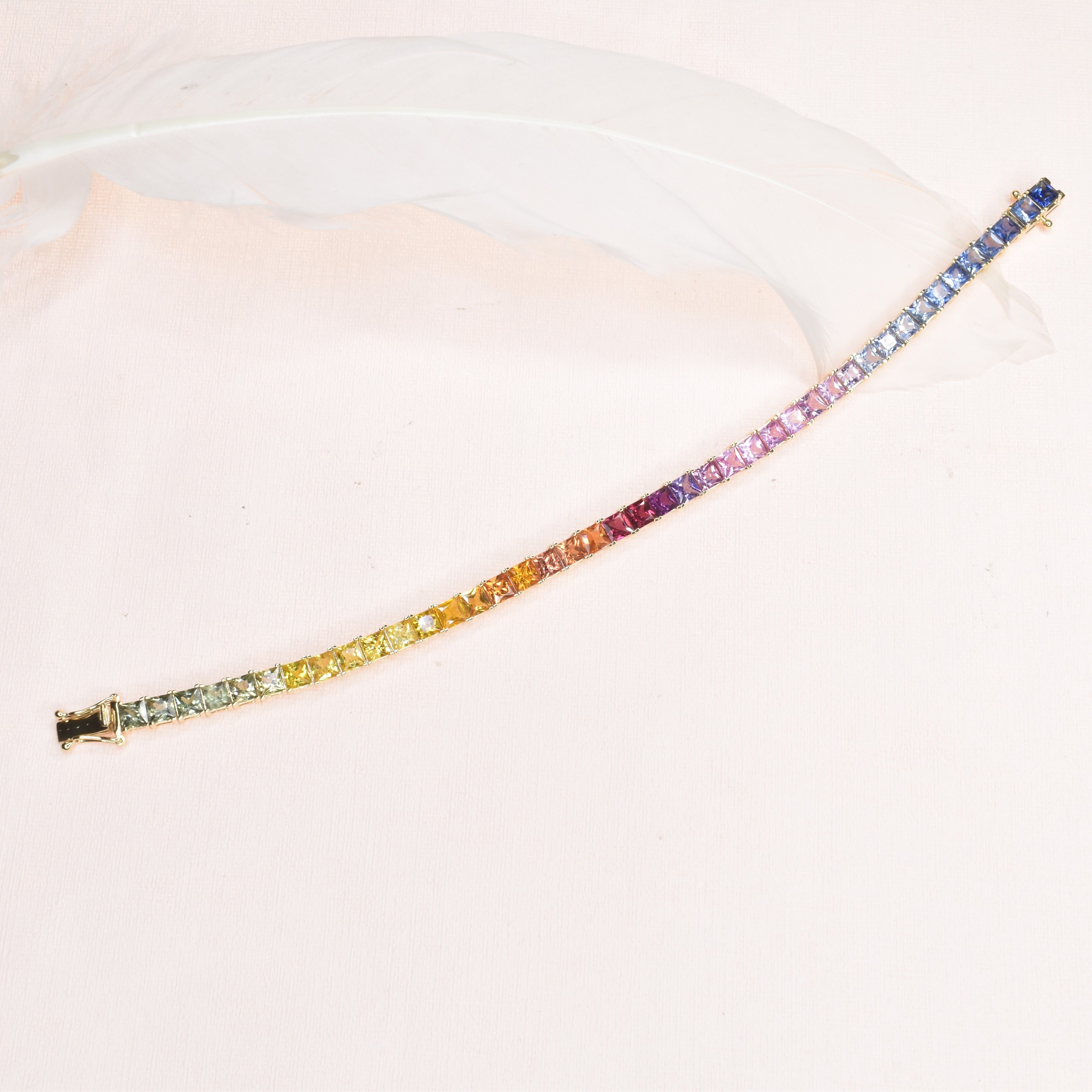 Princess Cut Rainbow Sapphire Bracelet