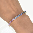 Princess Cut Rainbow Sapphire Bracelet