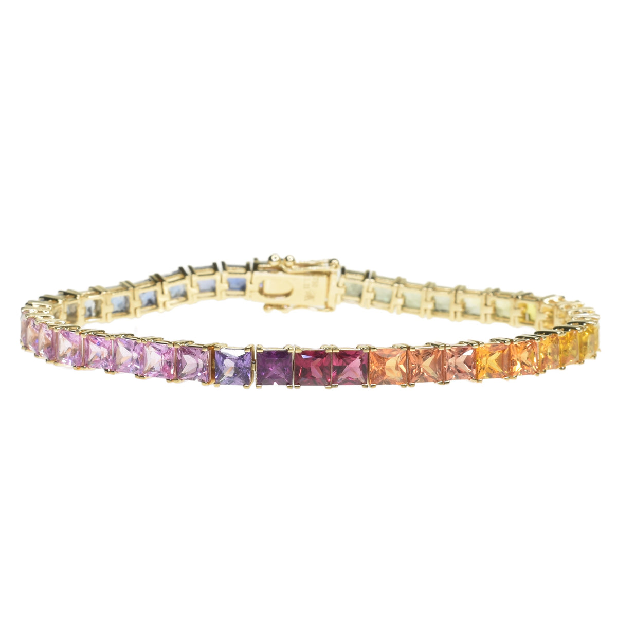 3.5mm Princess Cut Rainbow Sapphire Bracelet