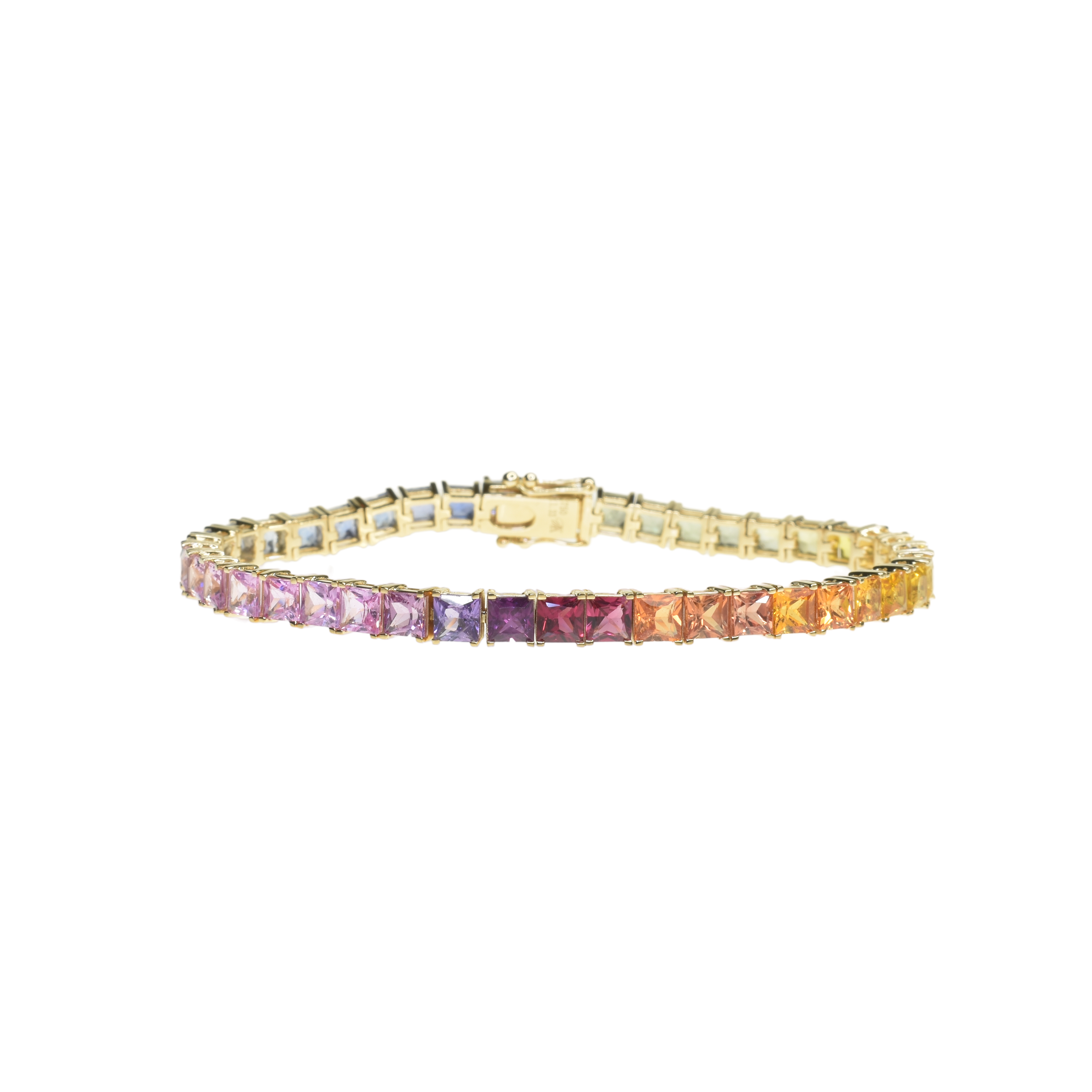 Princess Cut Rainbow Sapphire Bracelet