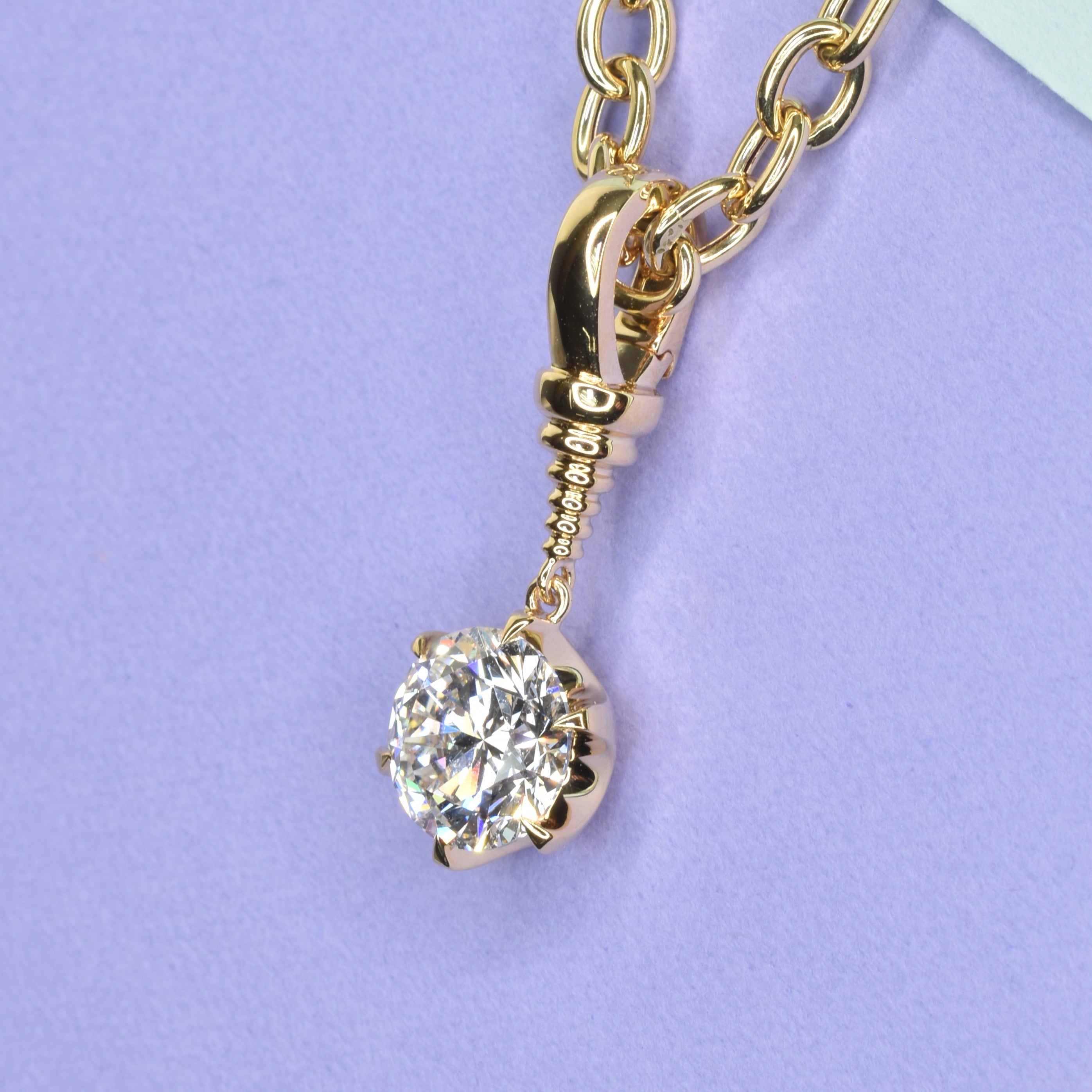 Lab Grown Diamond Pendant with Hanging 2ct Round
