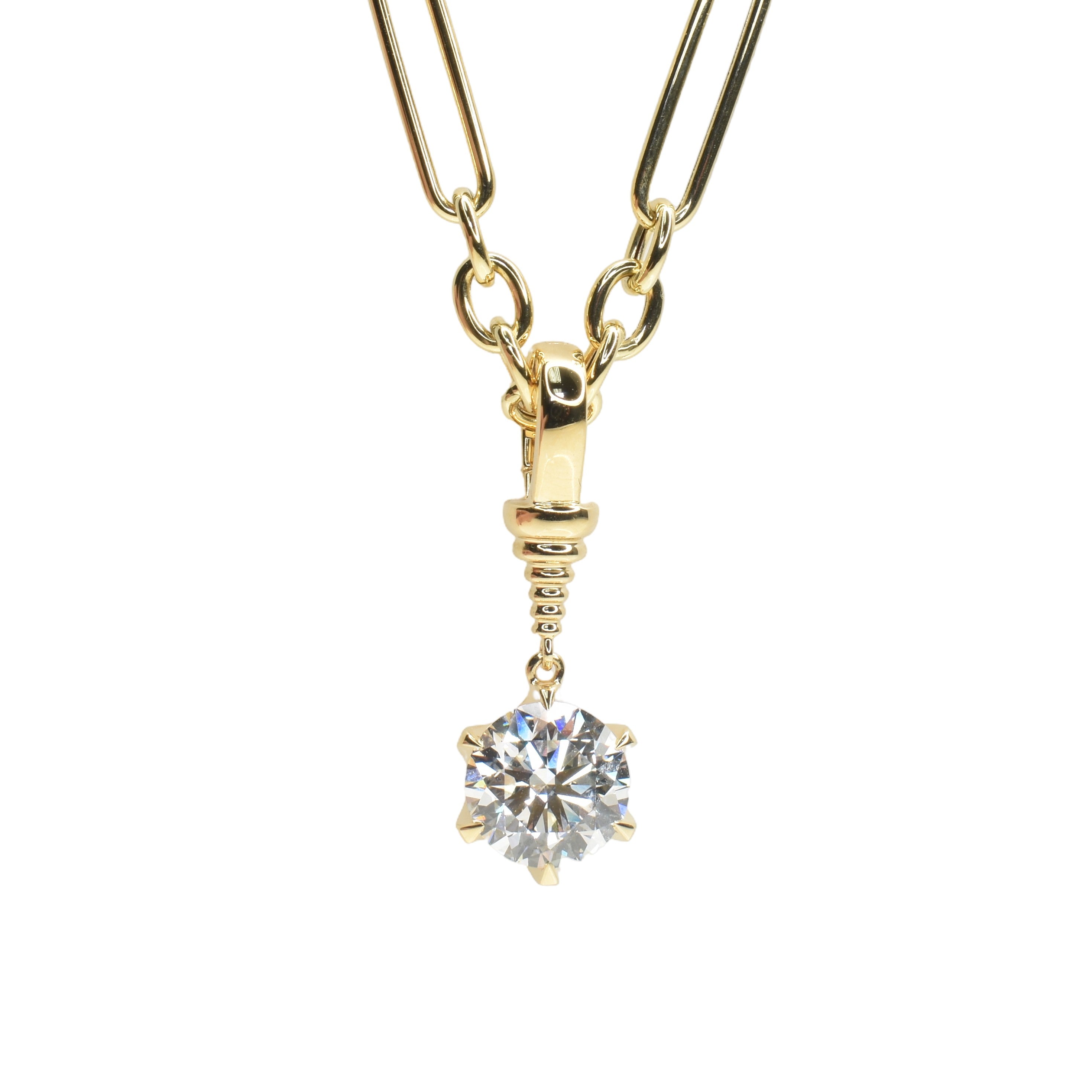 Lab Grown Diamond Pendant with Hanging 2ct Round