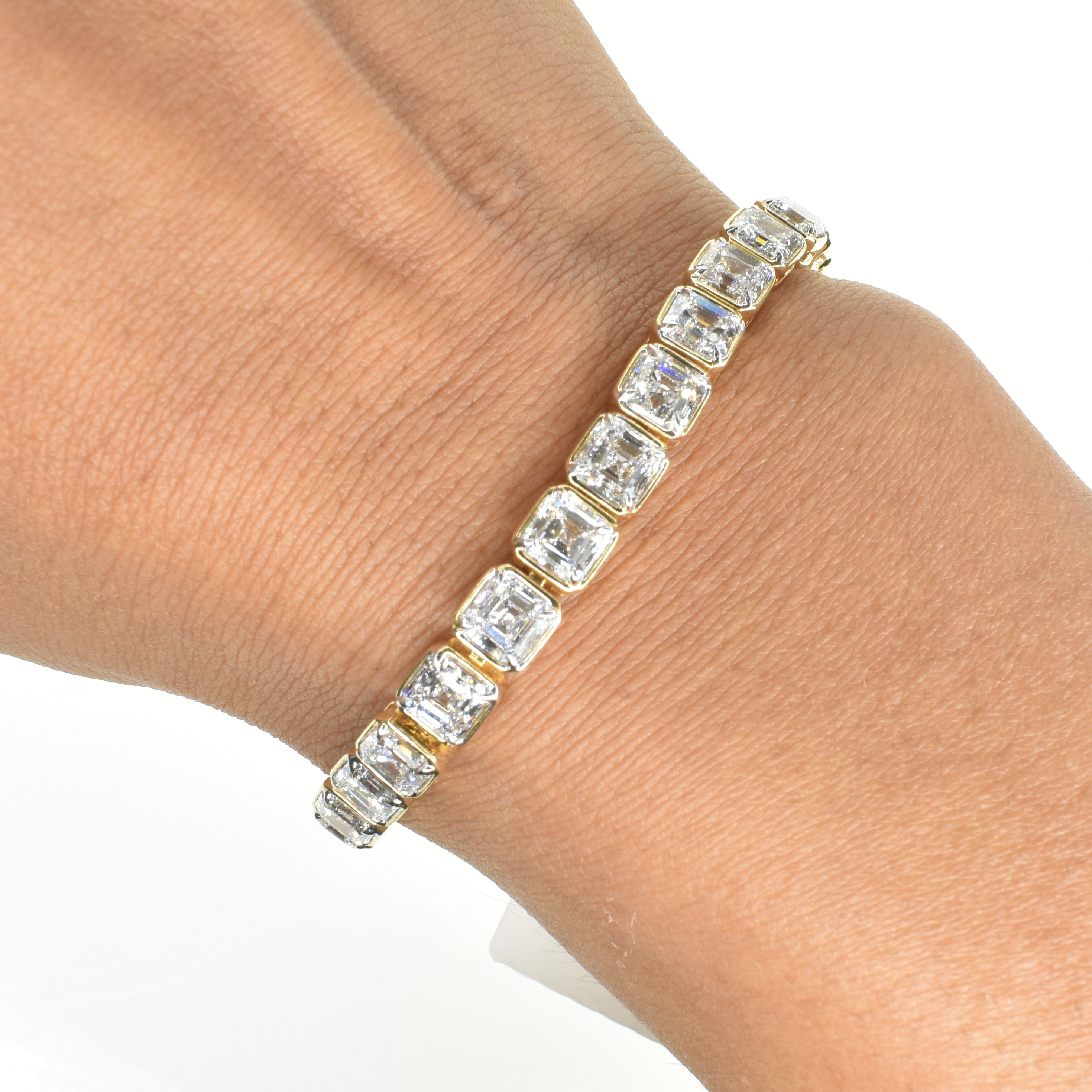 Bezel Set Tennis Bracelet with 0.35ct Asscher Cut Lab Grown Diamonds