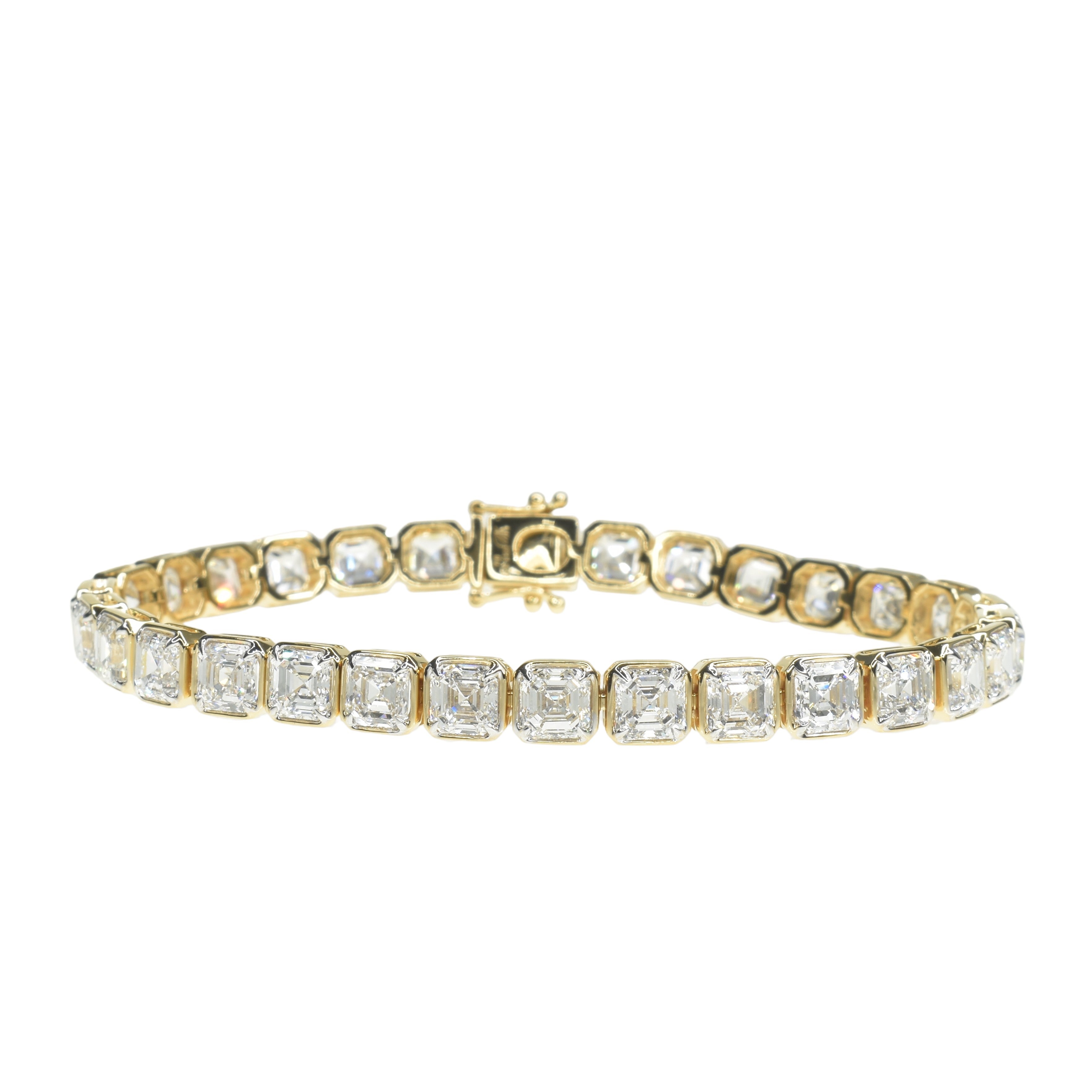 Bezel Set Tennis Bracelet with 0.35ct Asscher Cut Lab Grown Diamonds