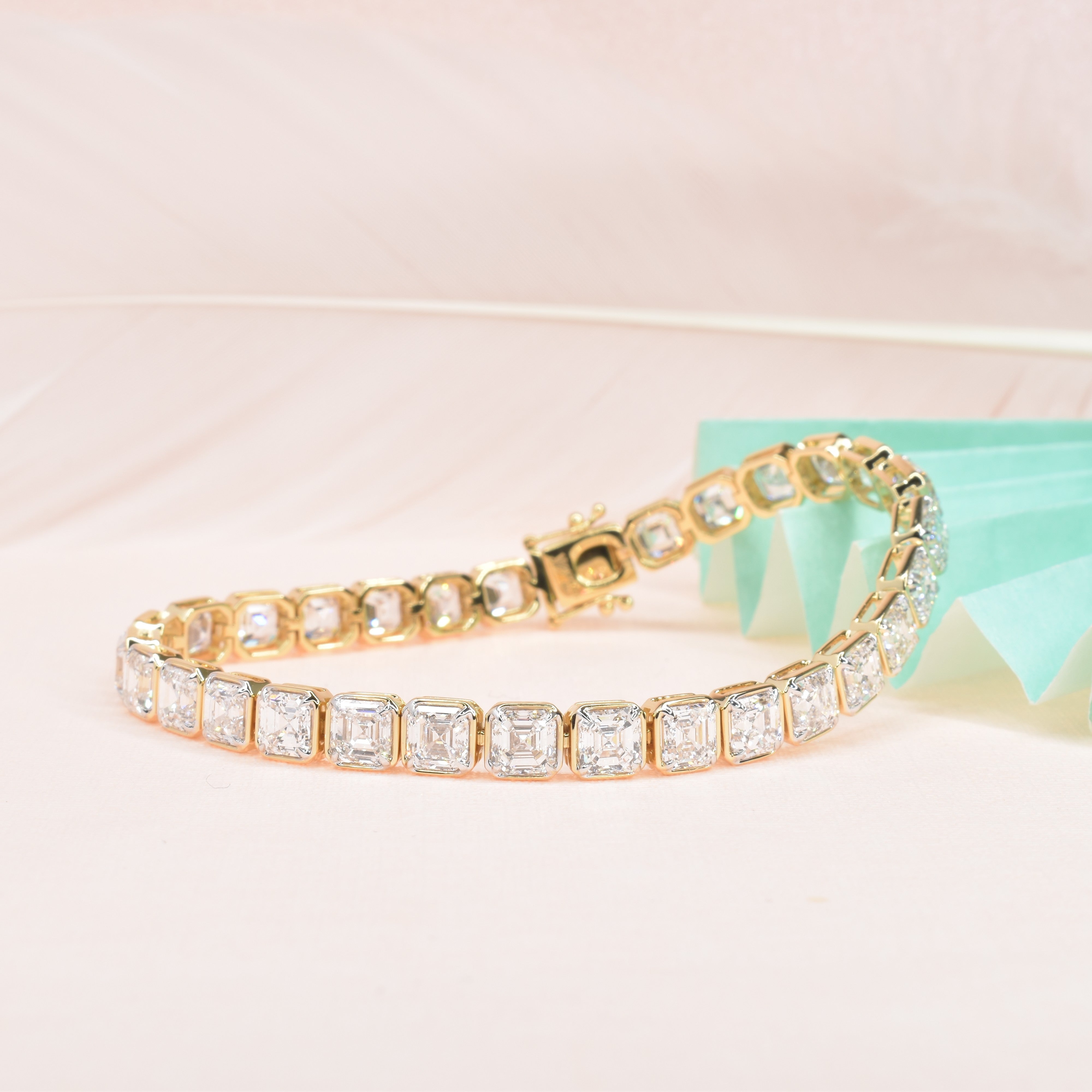 Bezel Set Tennis Bracelet with 0.40ct Asscher Cut Lab Grown Diamonds