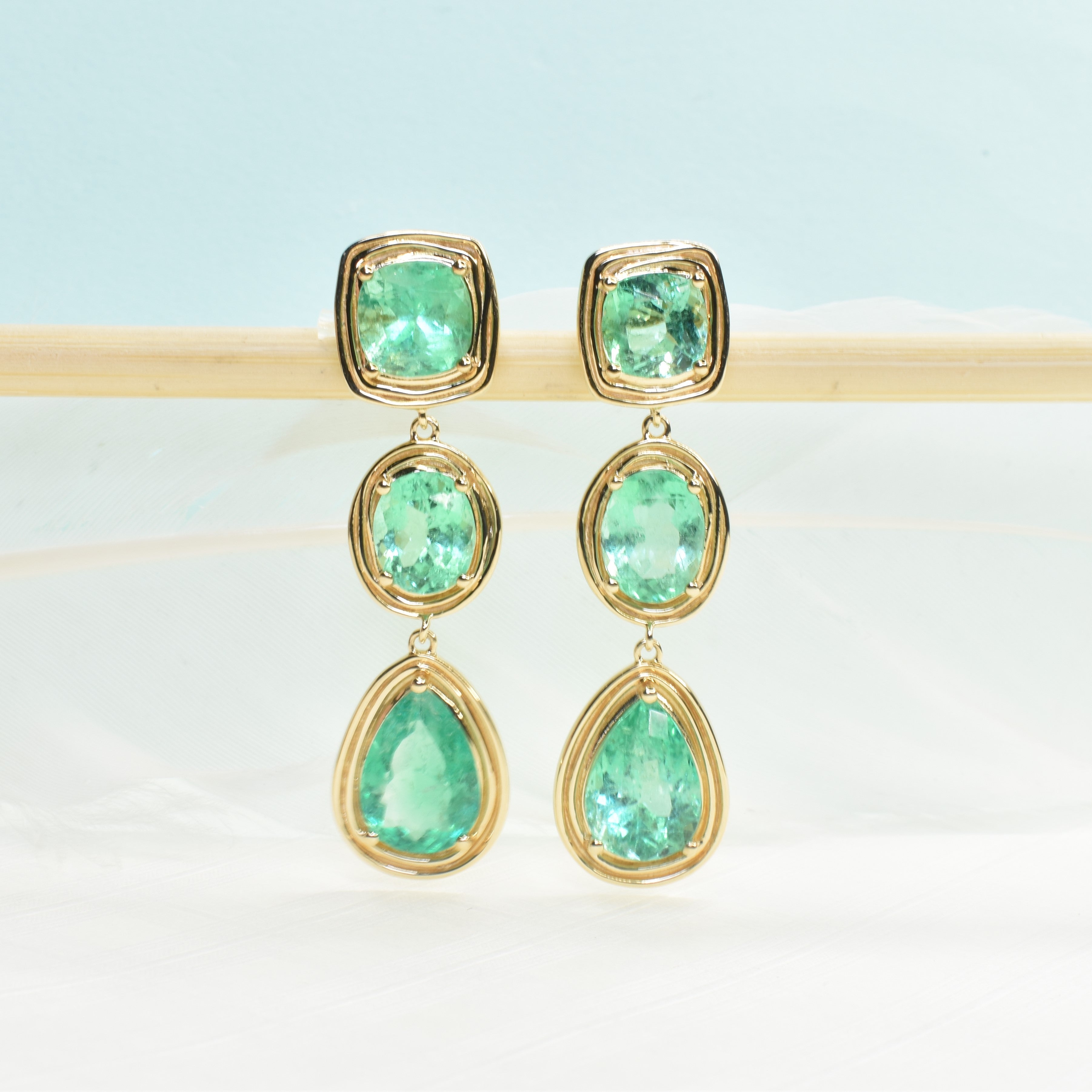 African Inspired Emerald Drop Earrings