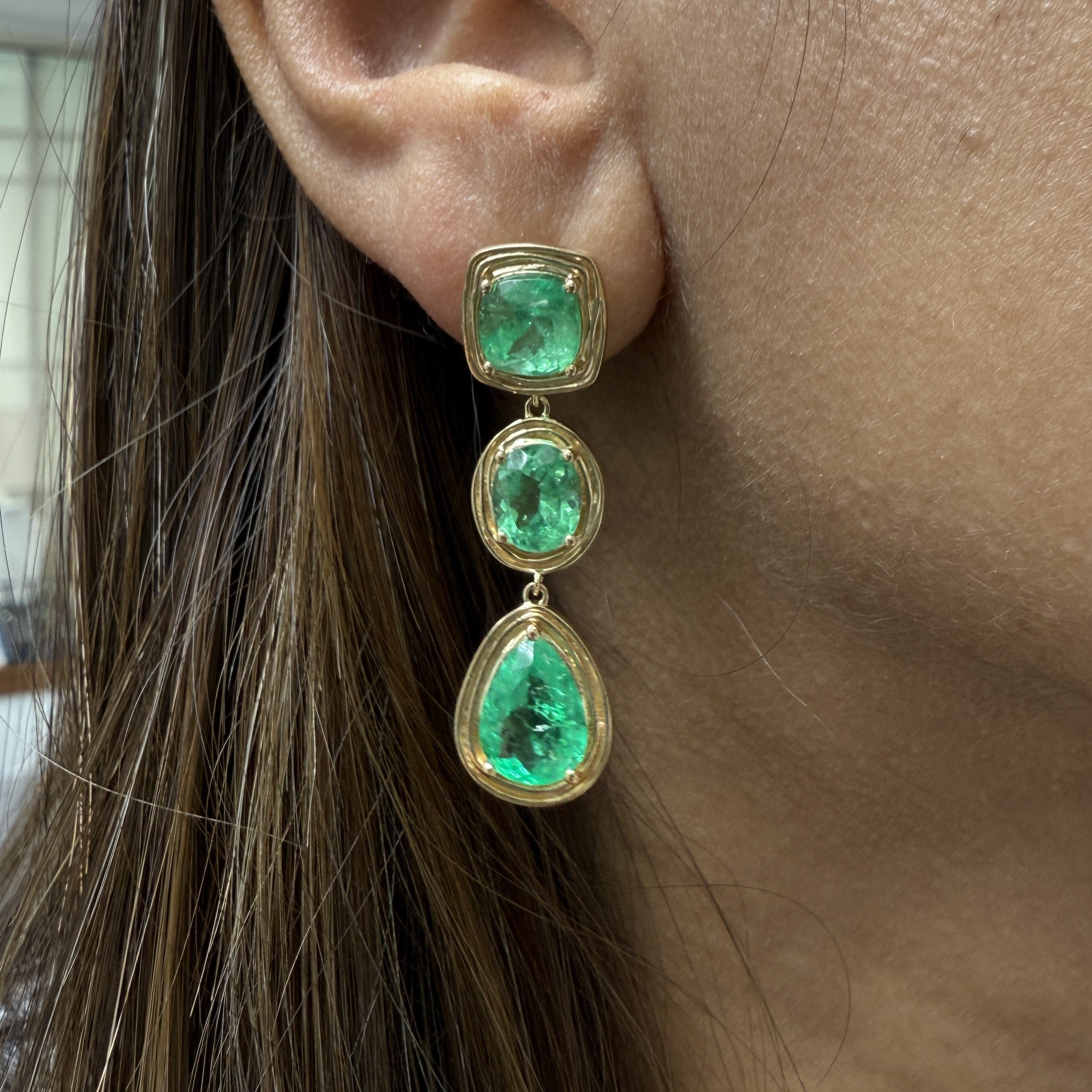 African Inspired Emerald Drop Earrings