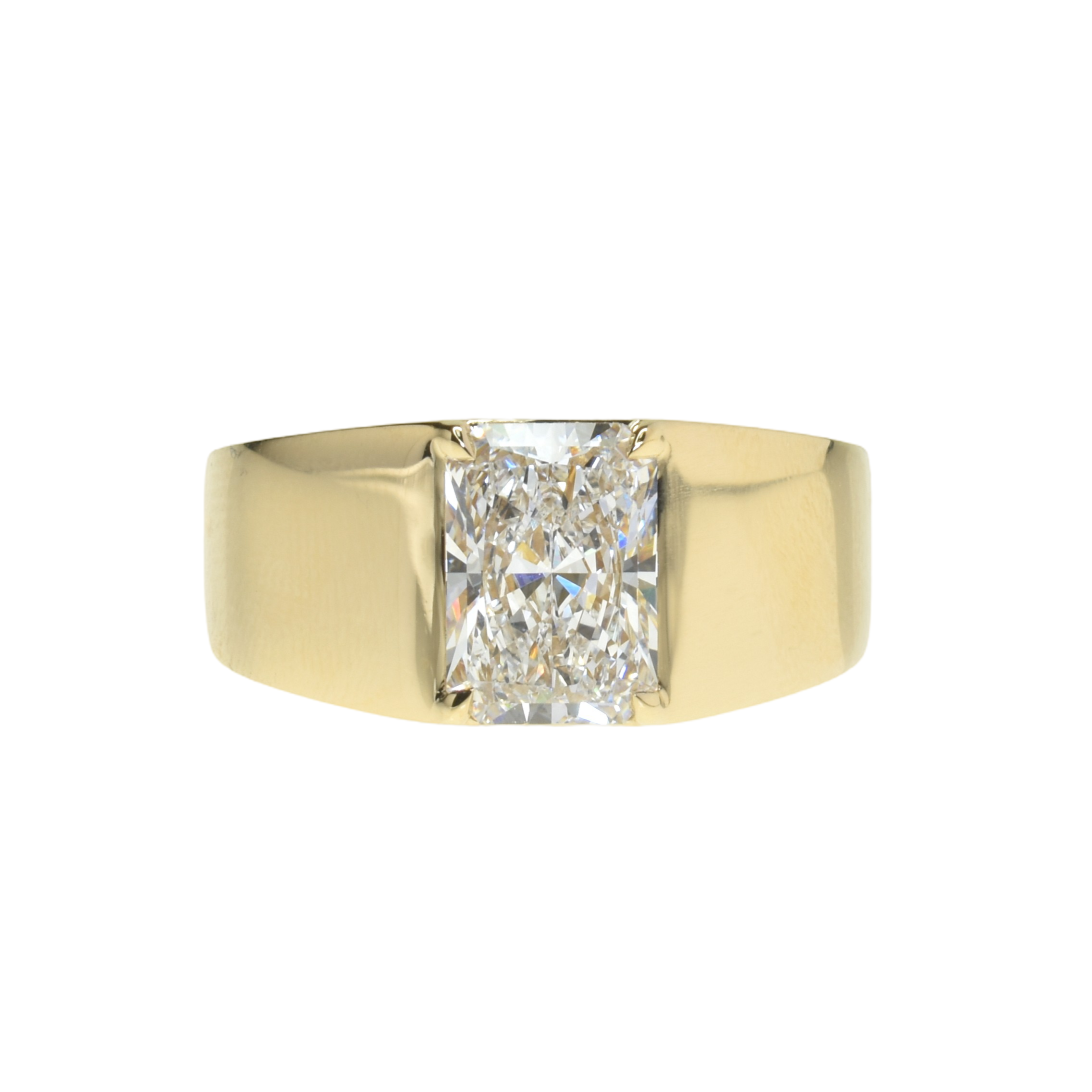 2.4ct Radiant Shape Lab Grown Diamond Ring with Wide Gold Band