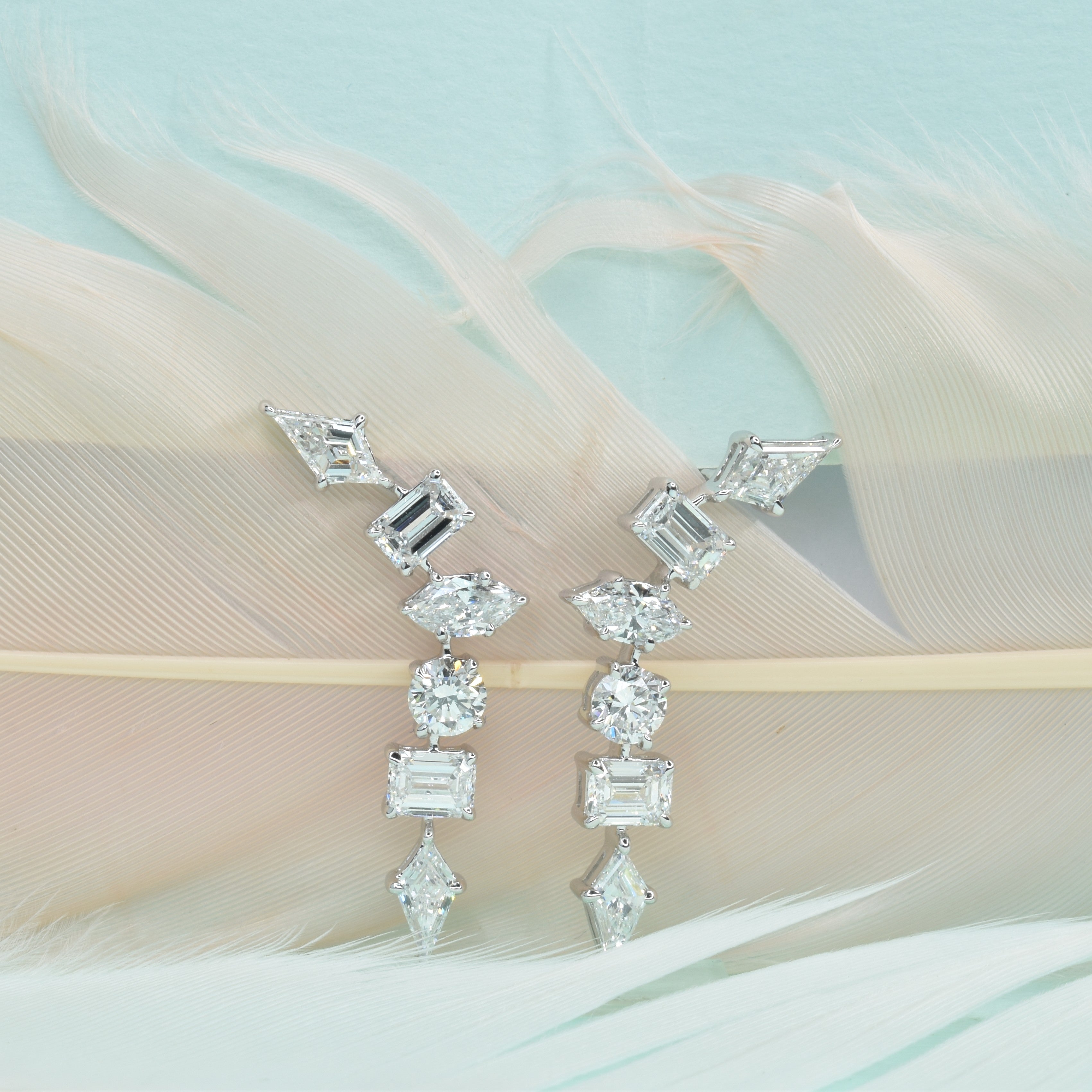 Lab Grown Mixed Cut Diamond Drop Earrings