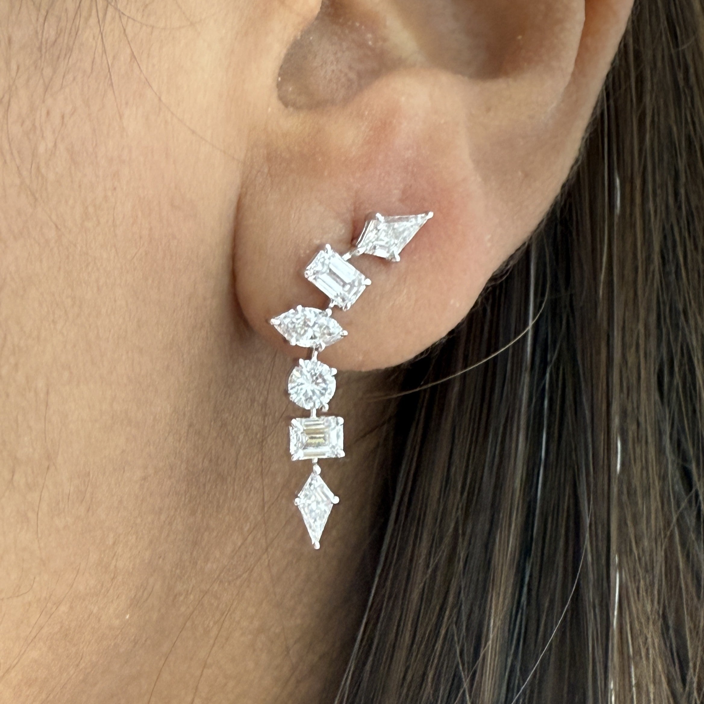 Lab Grown Mixed Cut Diamond Drop Earrings