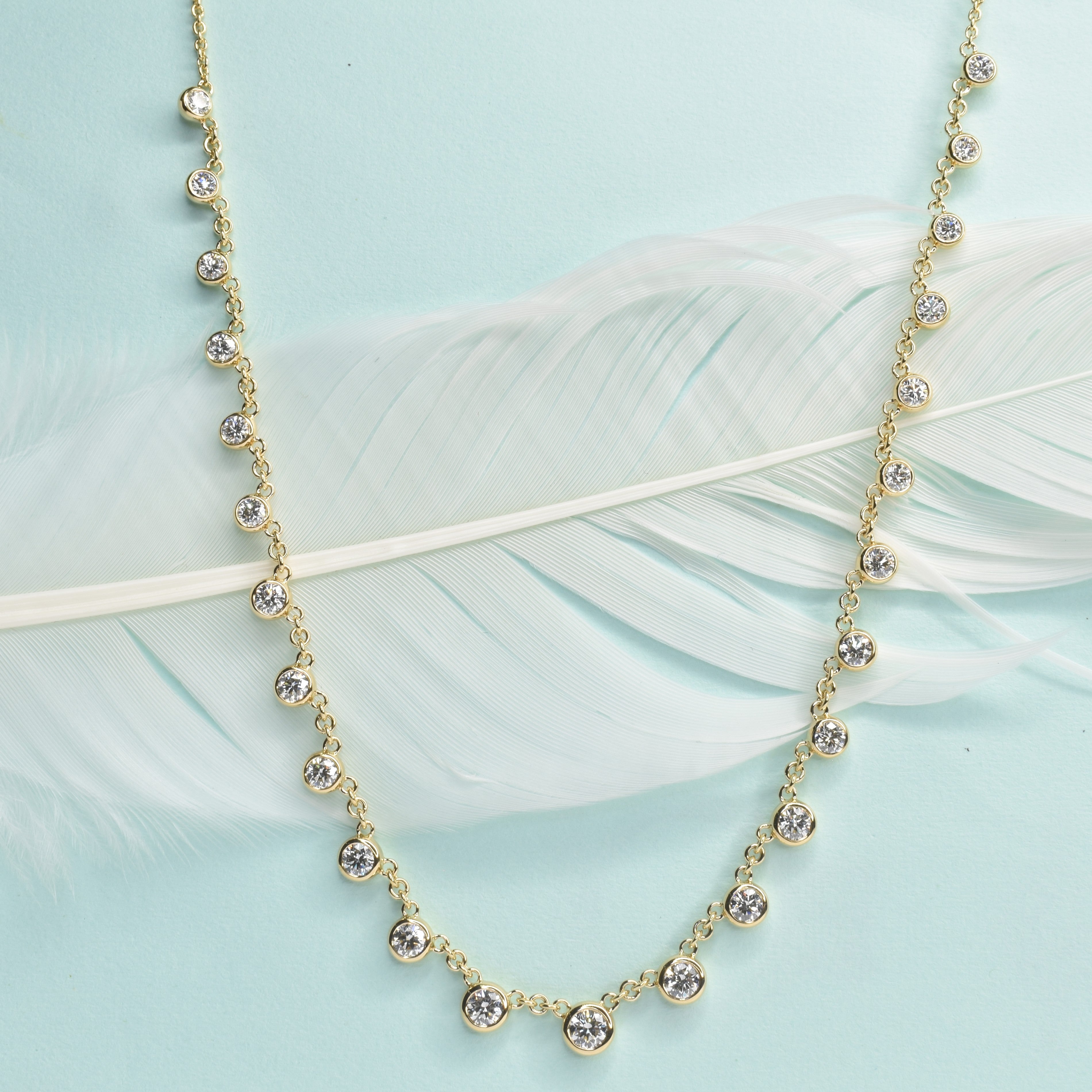 Bezel Set Dangling Diamond Necklace