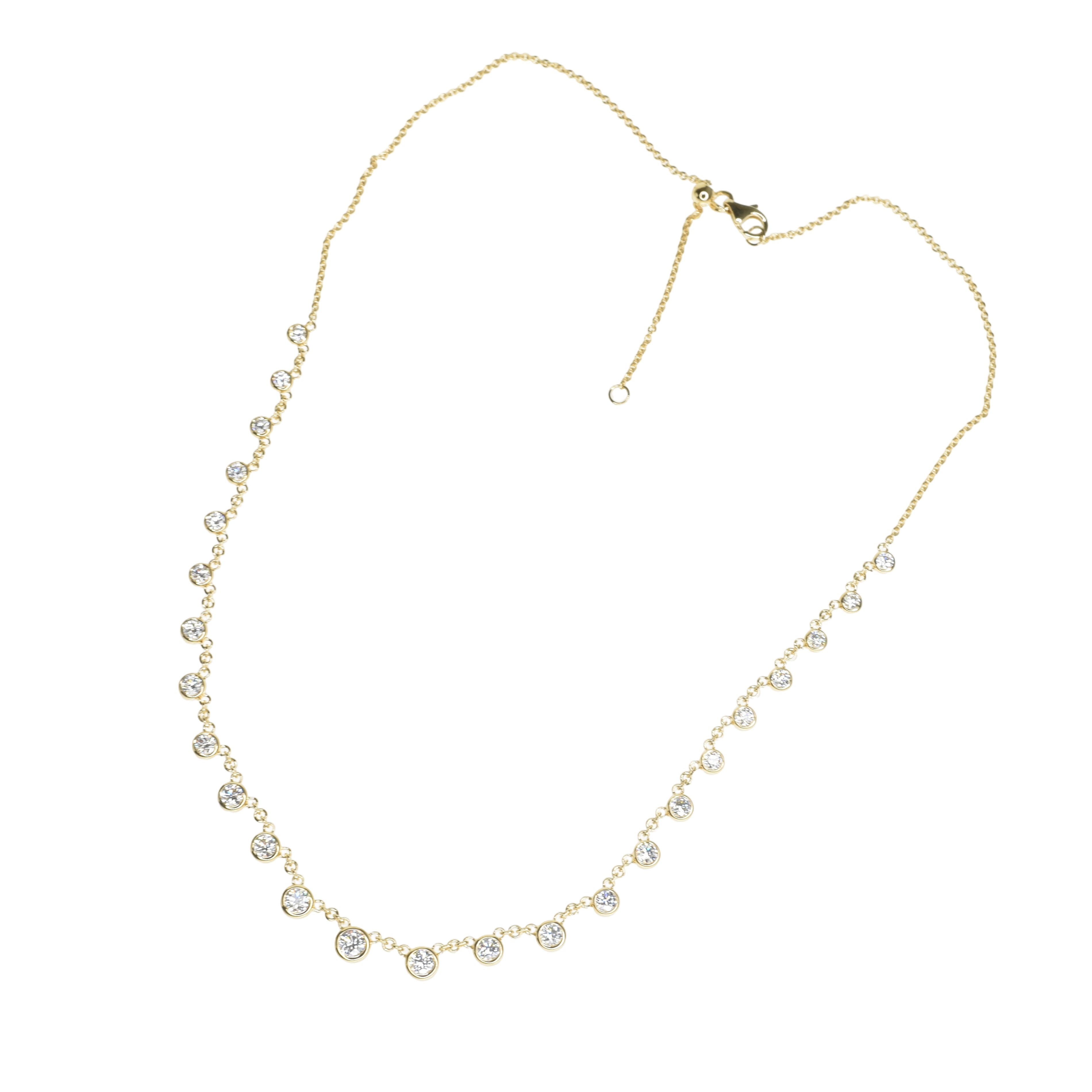 Bezel Set Dangling Diamond Necklace