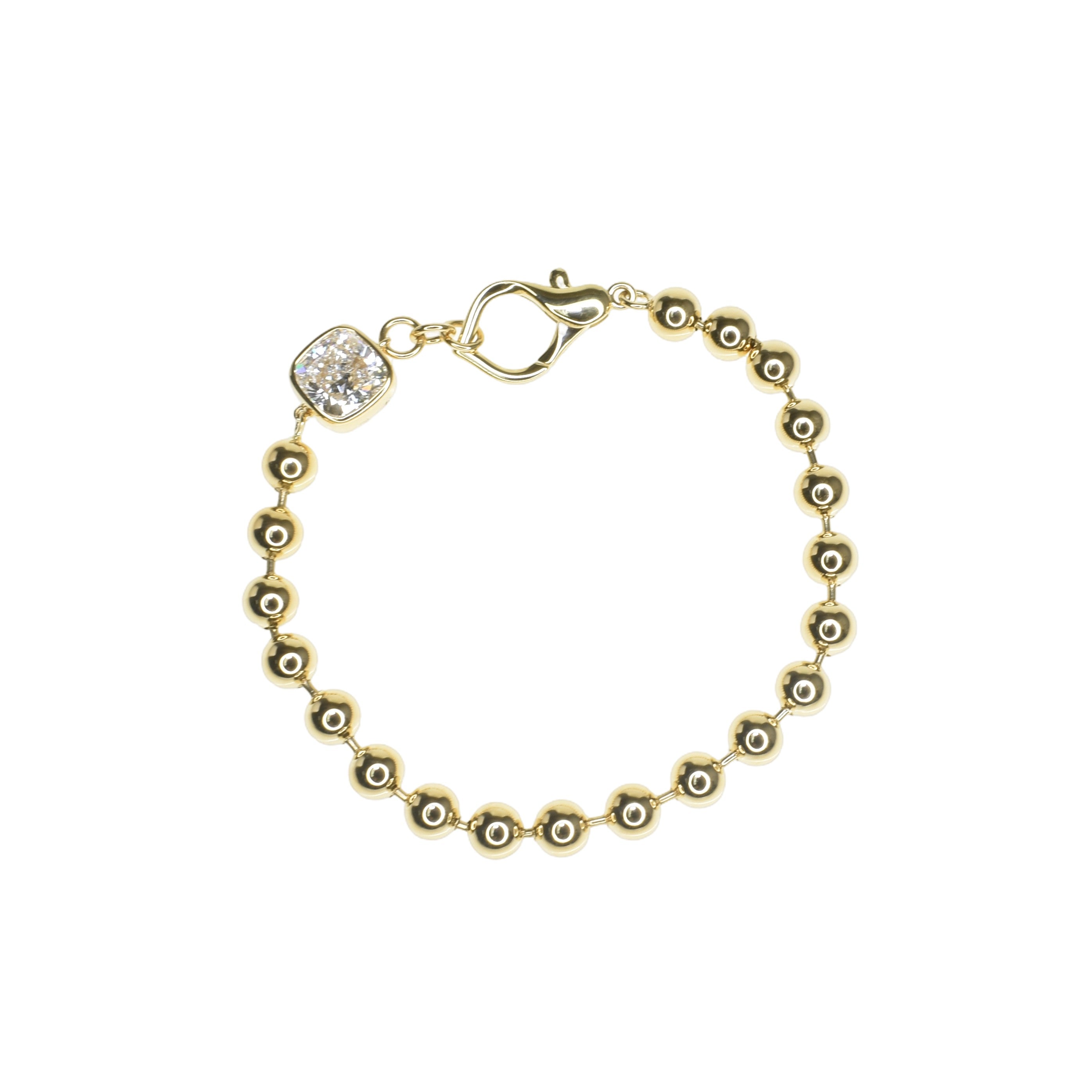 Lab Grown Diamond Cushion Cut 2ct Gold Bead Bracelet