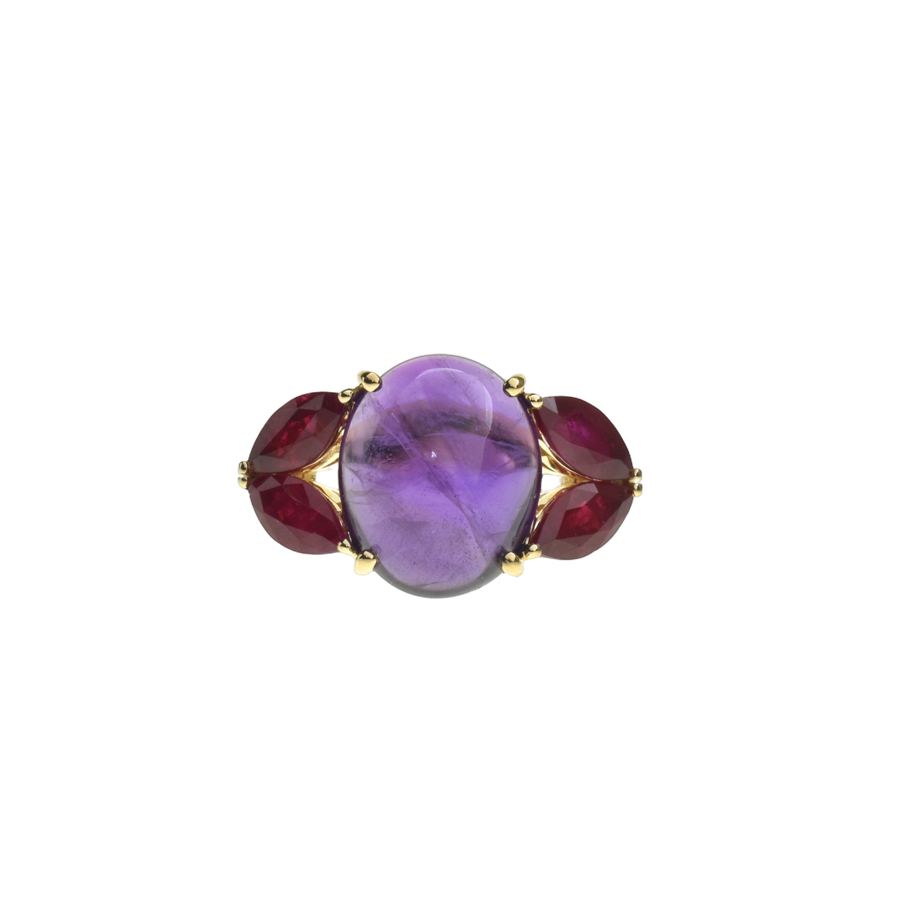 Cabochon Amethyst and Ruby Ring