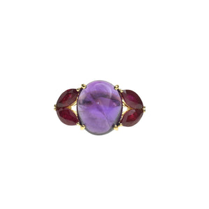 Cabochon Amethyst and Ruby Ring