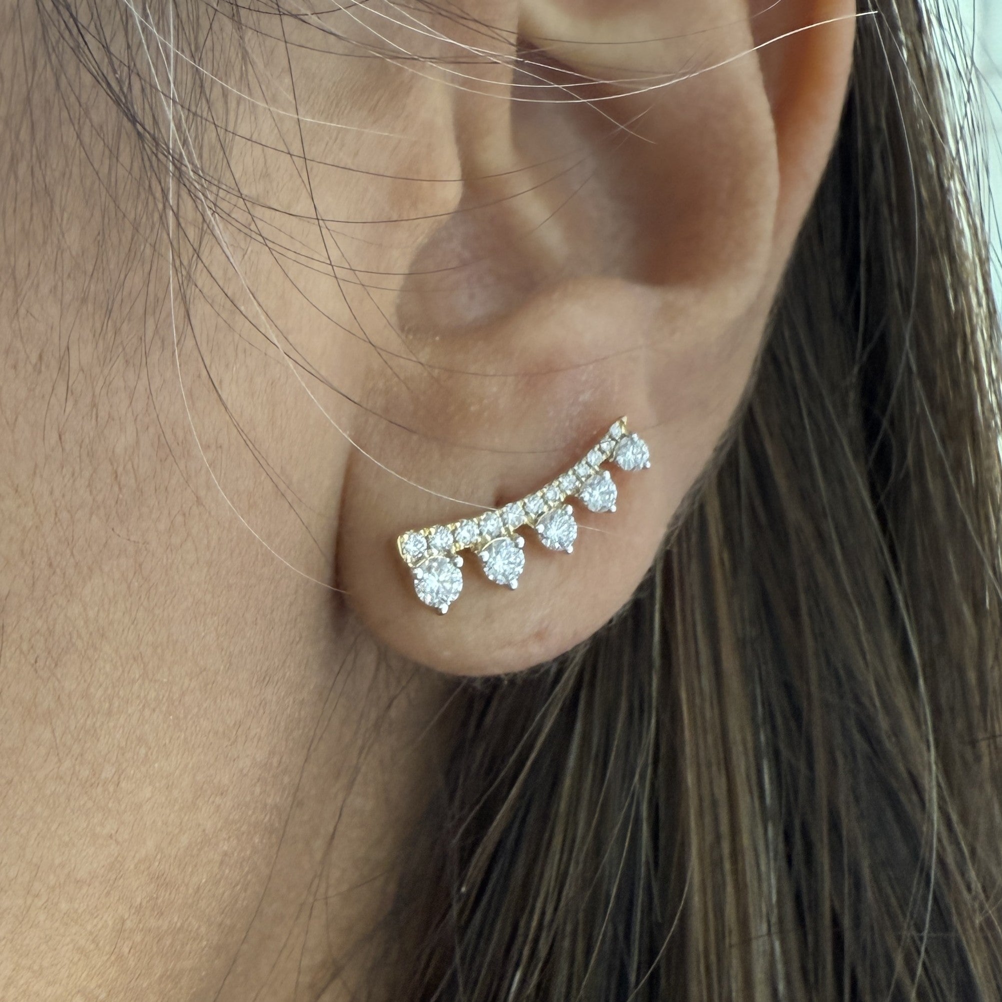 Graduated Diamond Ear Climbers