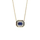 Octagon Shaped Blue Sapphire and Diamond Bezel Necklace