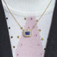 Octagon Shaped Blue Sapphire and Diamond Bezel Necklace