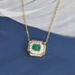 Octagon Shaped Emerald and Diamond Bezel Necklace