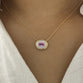 Oval Bezel Necklace with Pink Sapphire and Diamonds