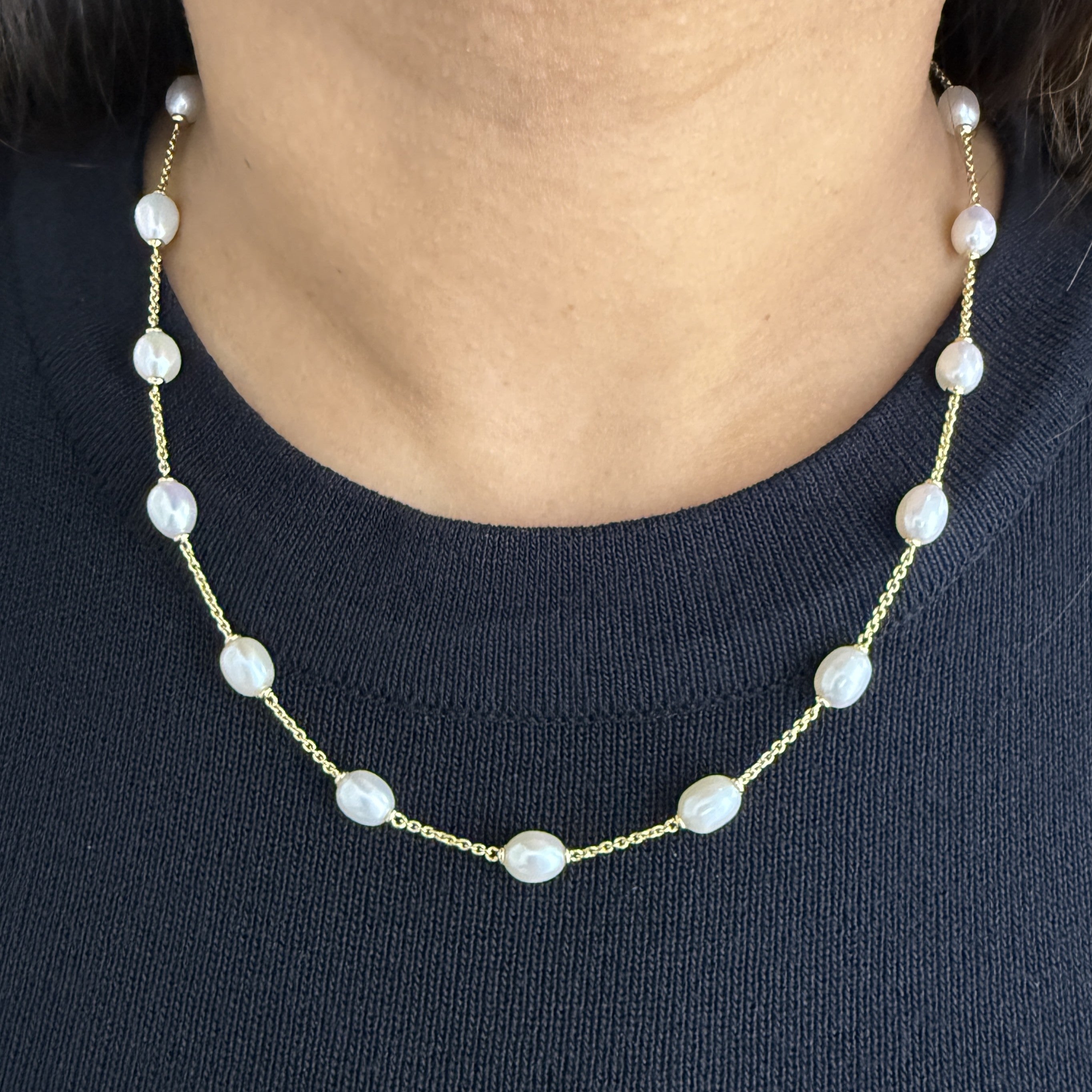 Egg Shape Akoya Pearl Necklace